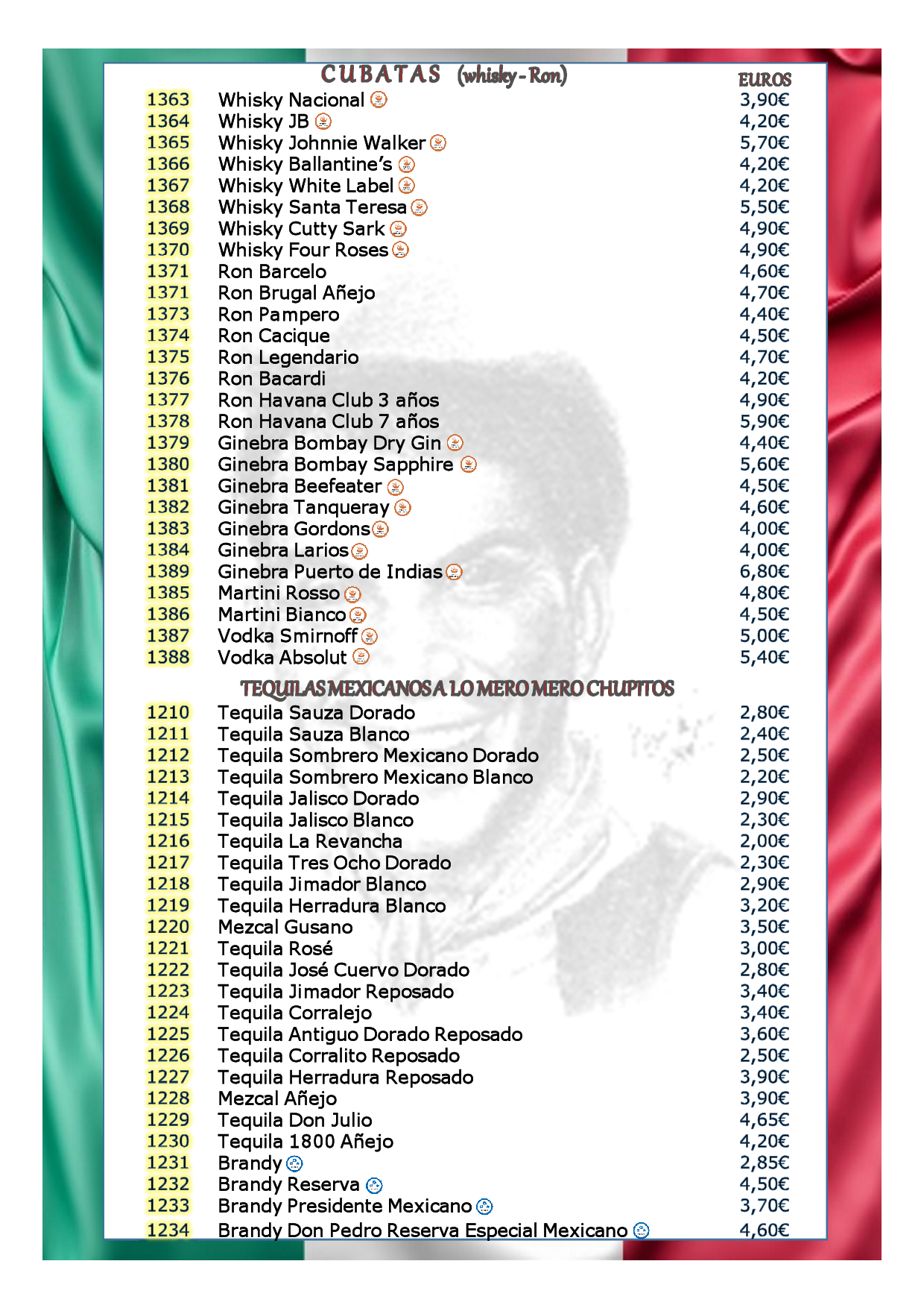 Carta de Restaurante Cantina Canfinflas — página 3