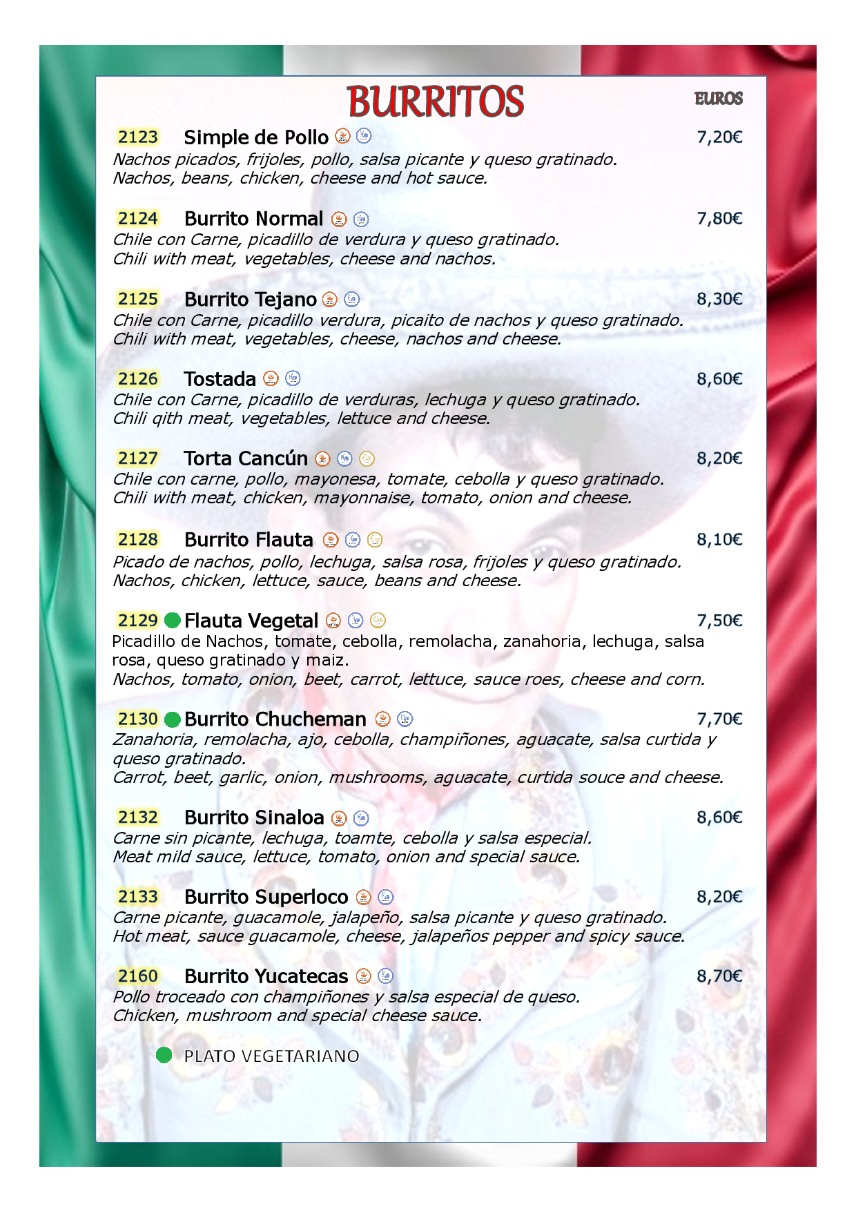 Carta de Restaurante Cantina Canfinflas — página 9