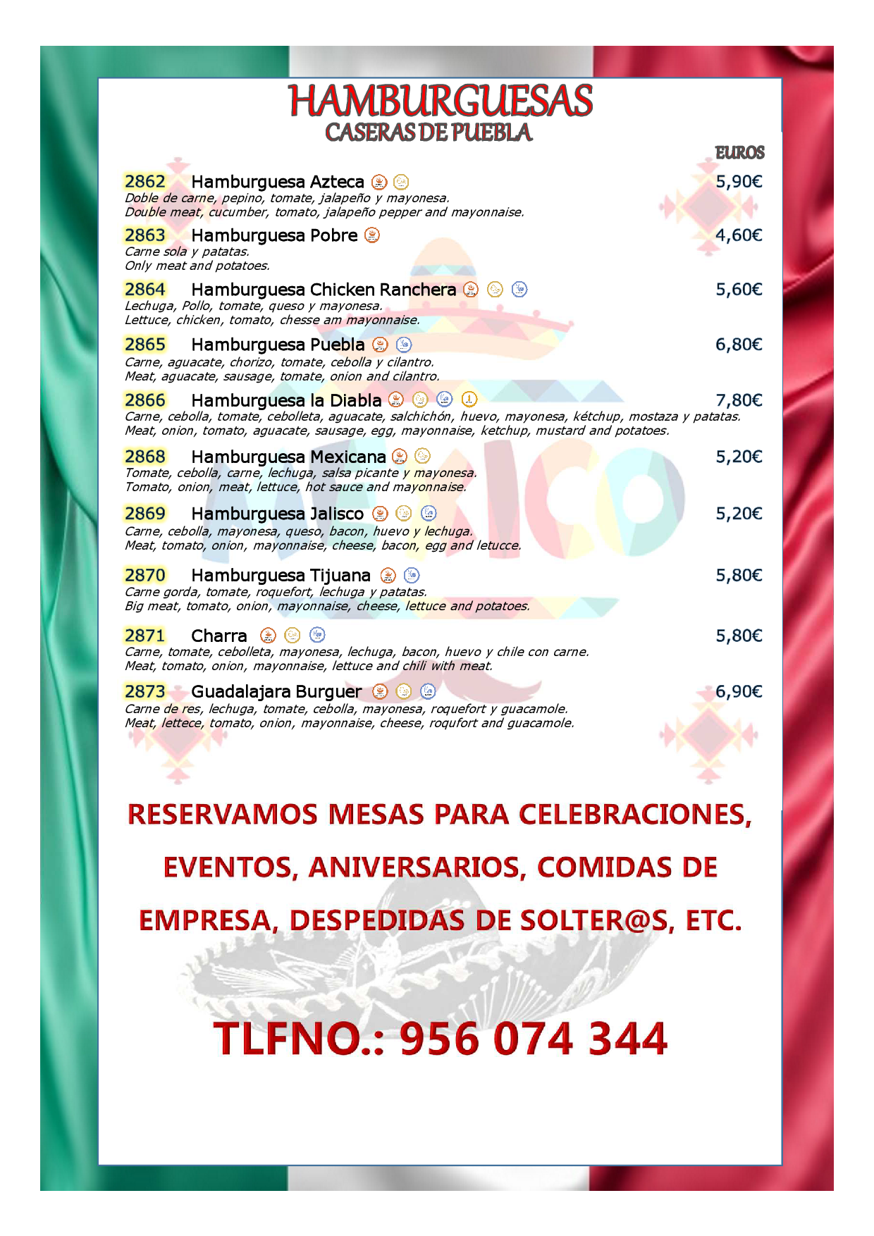 Carta de Restaurante Cantina Canfinflas — página 12