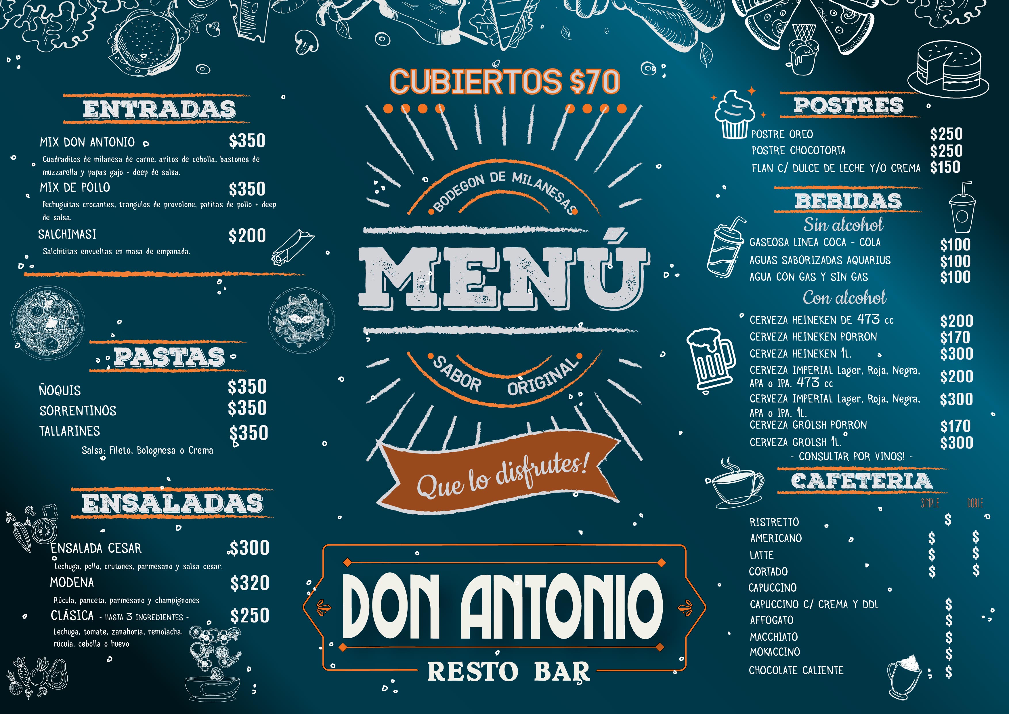 Carta de Don Antonio Resto Bar — página 1