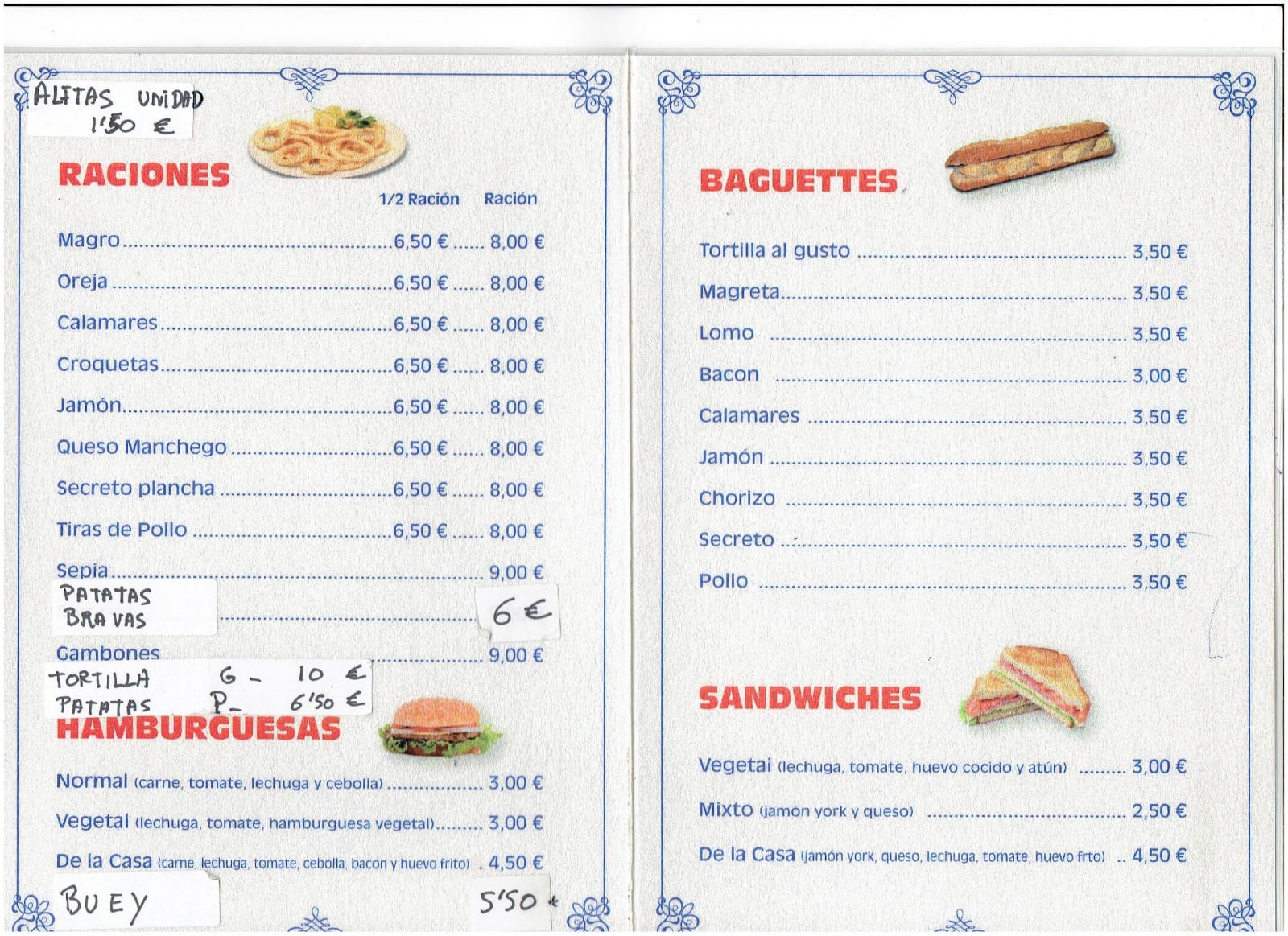 Carta de Bar Benancio — página 1