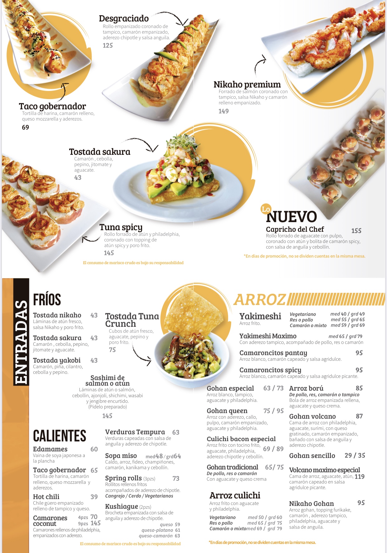 Carta de Nikaho Sushi Bar — página 1