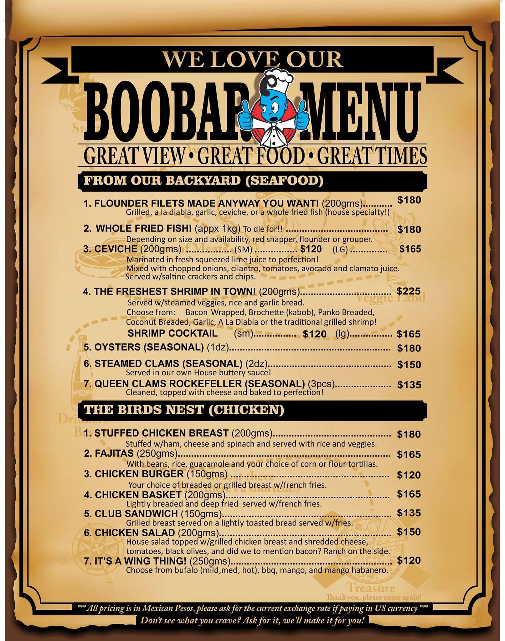 Carta de BOO BAR — página 1