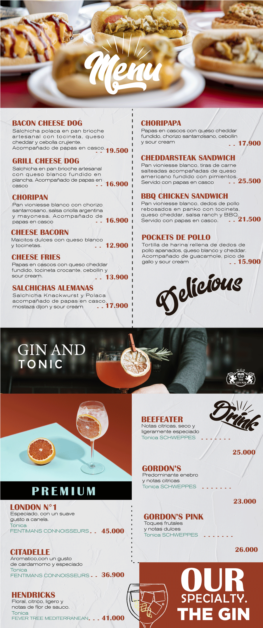 Carta de The City Pub en Armenia, Quindio — página 2