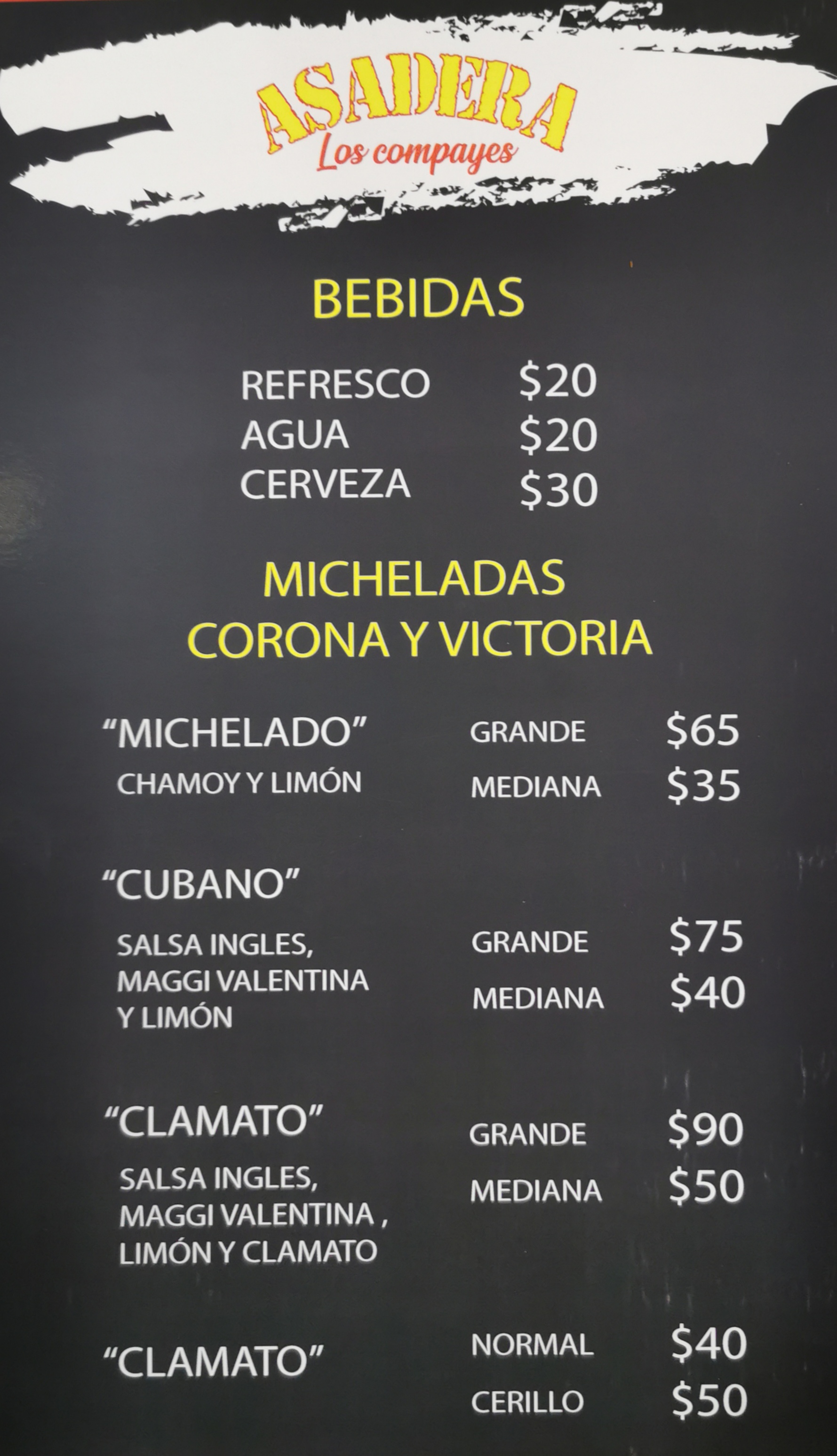 Carta de Asadera los Compayes México nuevo  — página 1
