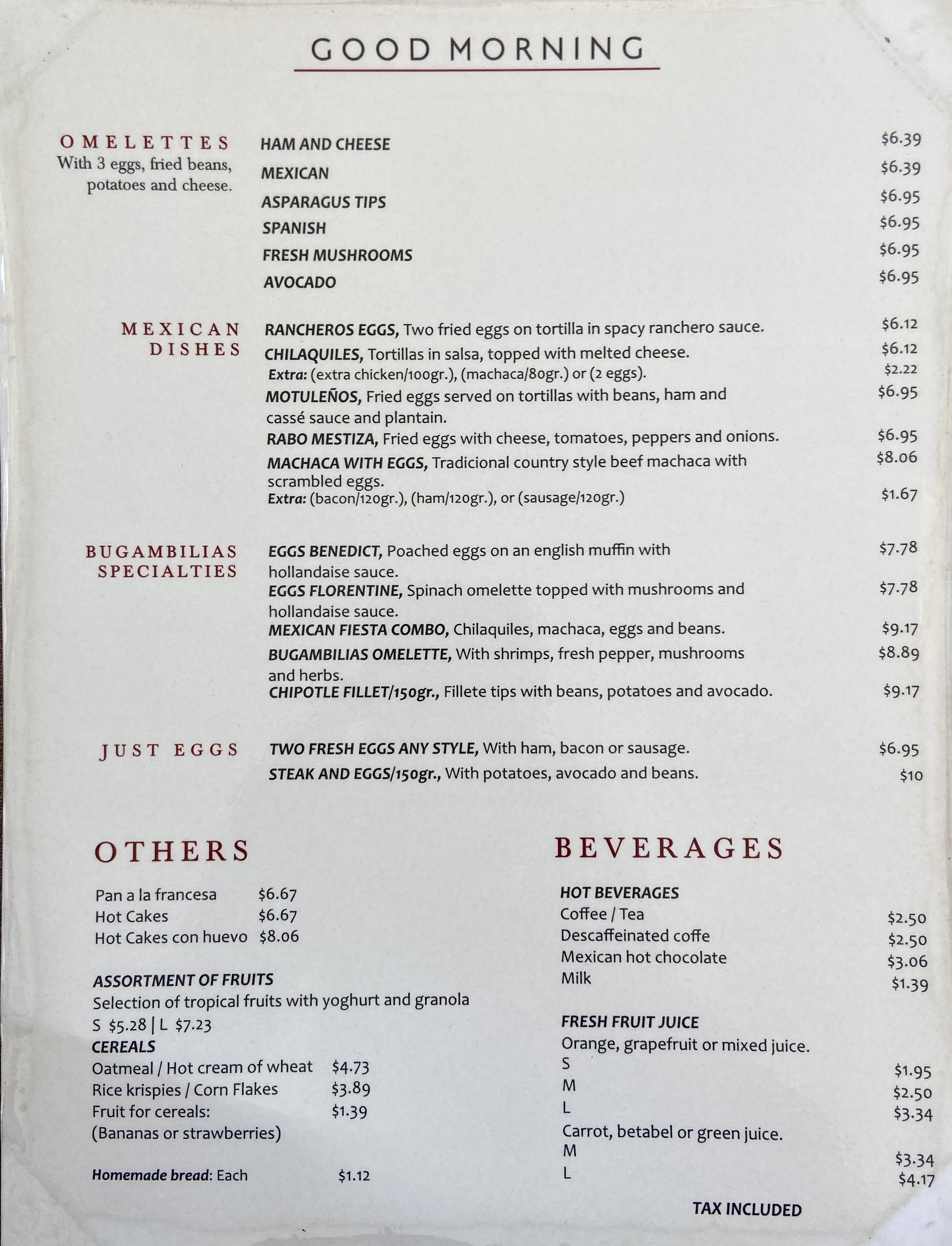 Carta de Restaurante Las Bugambilias — página 2
