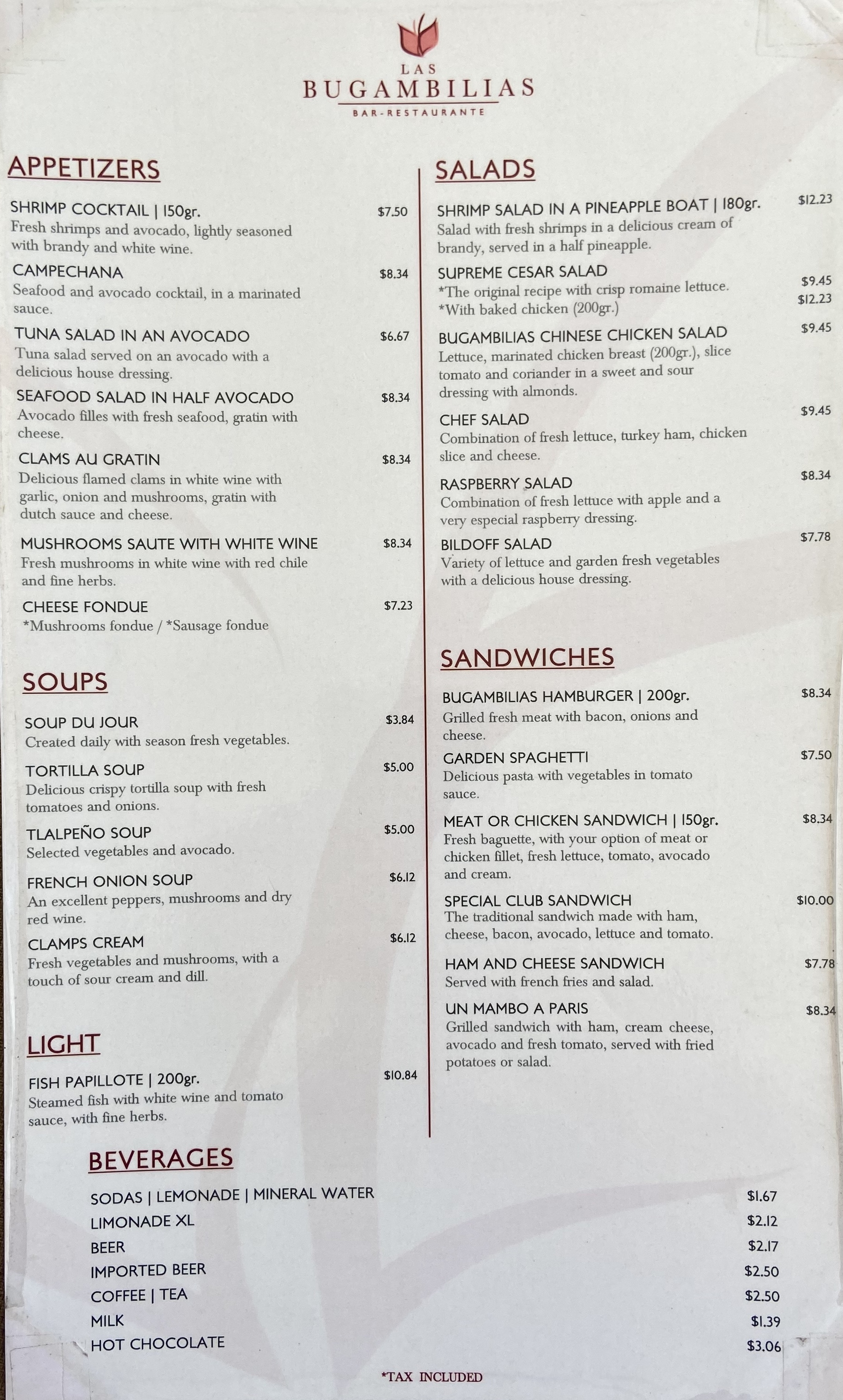 Carta de Restaurante Las Bugambilias — página 5