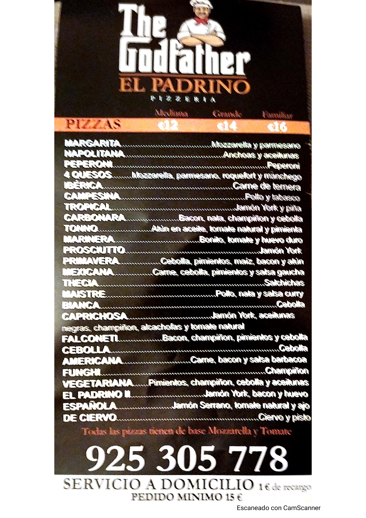 Carta de Pizzería El Padrino — página 2