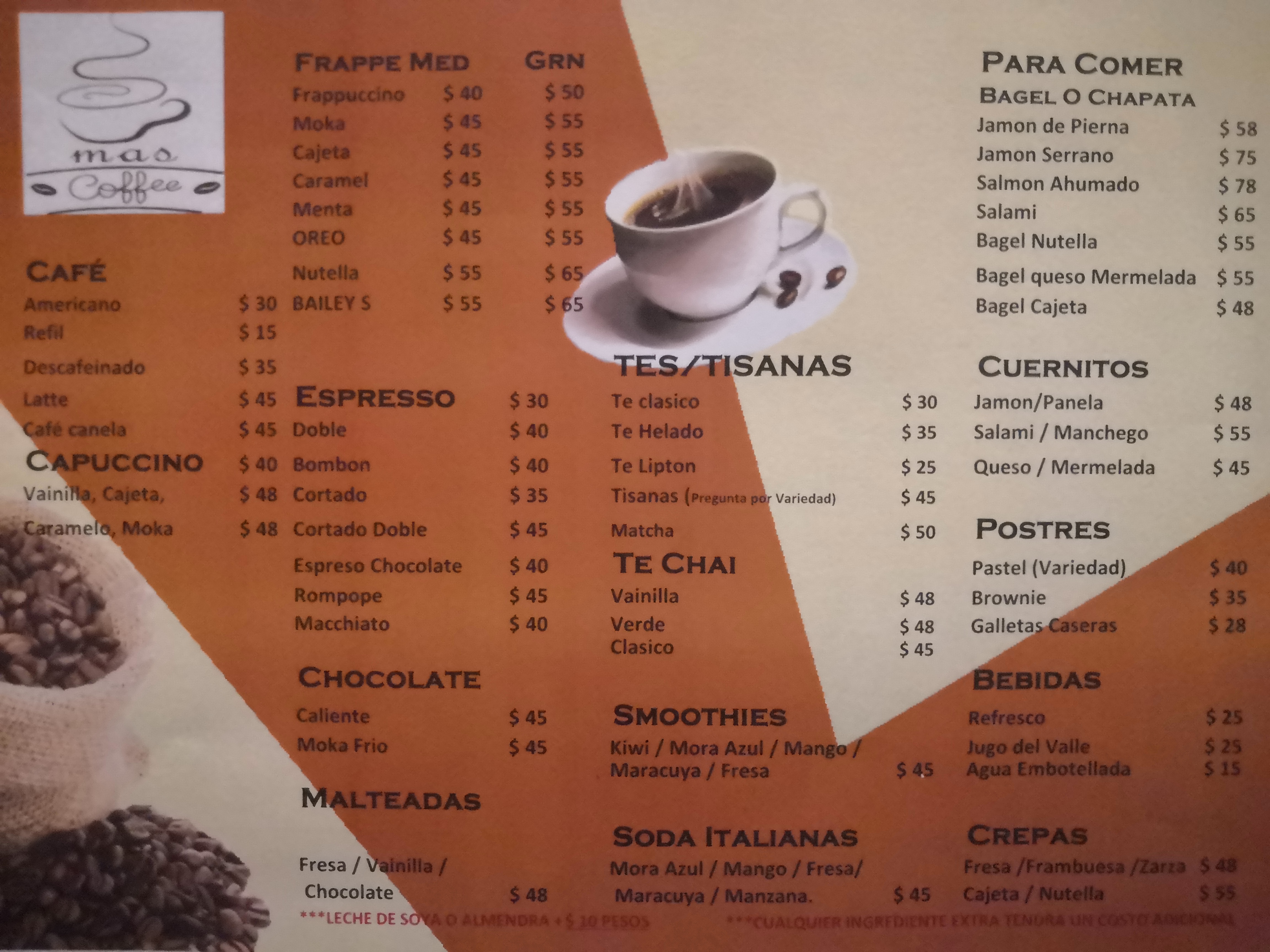 Carta de MAS COFFEE — página 1