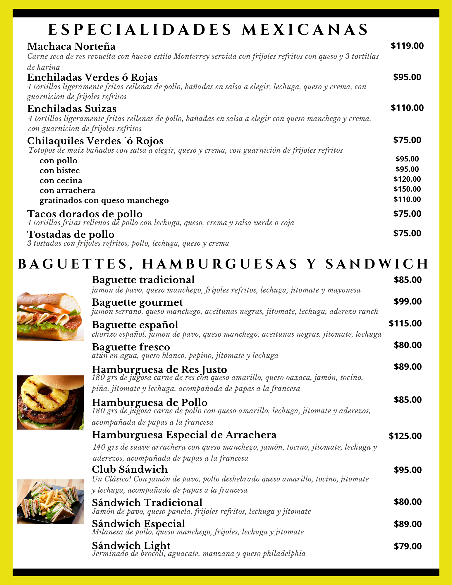 Carta de Justo Restaurante Cafeteria — página 3
