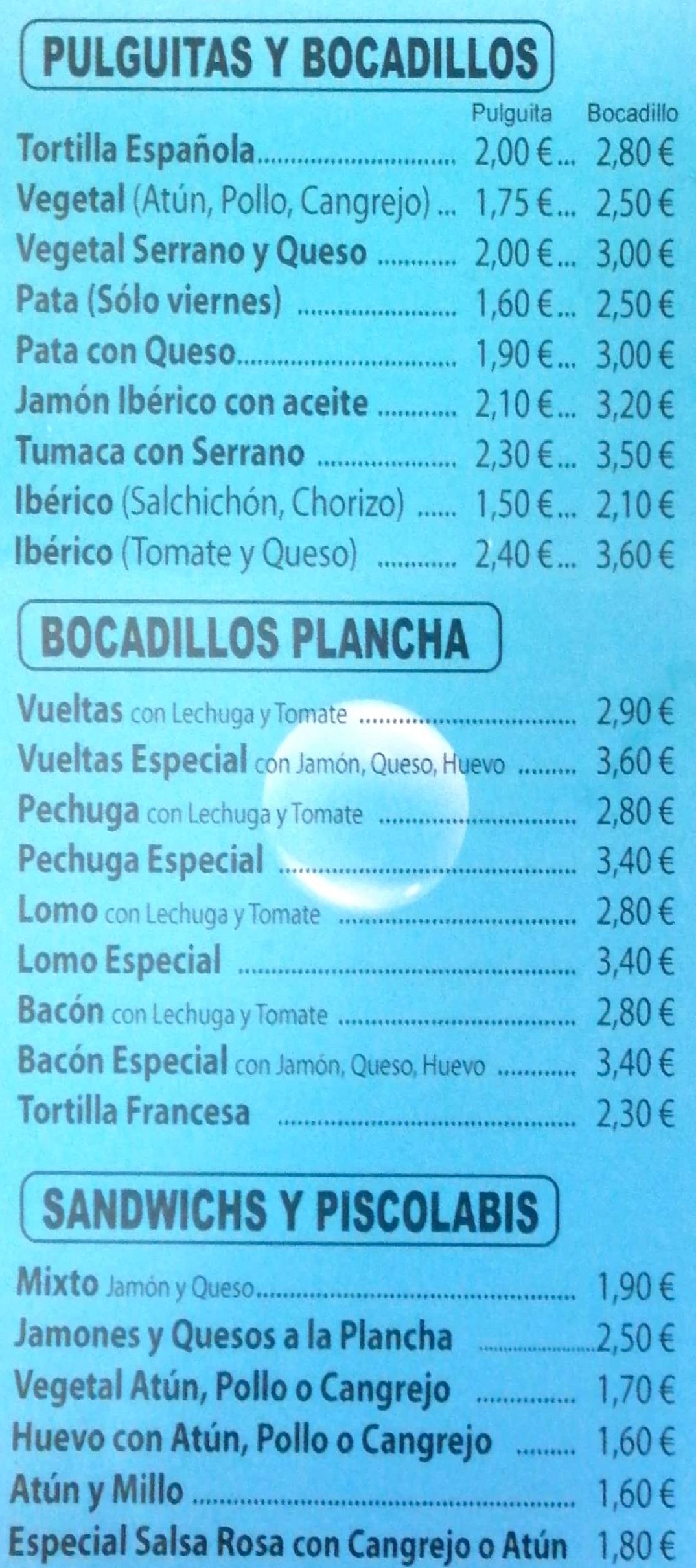 Carta de Terraza La Piscina en Ingenio, Las Palmas — página 1
