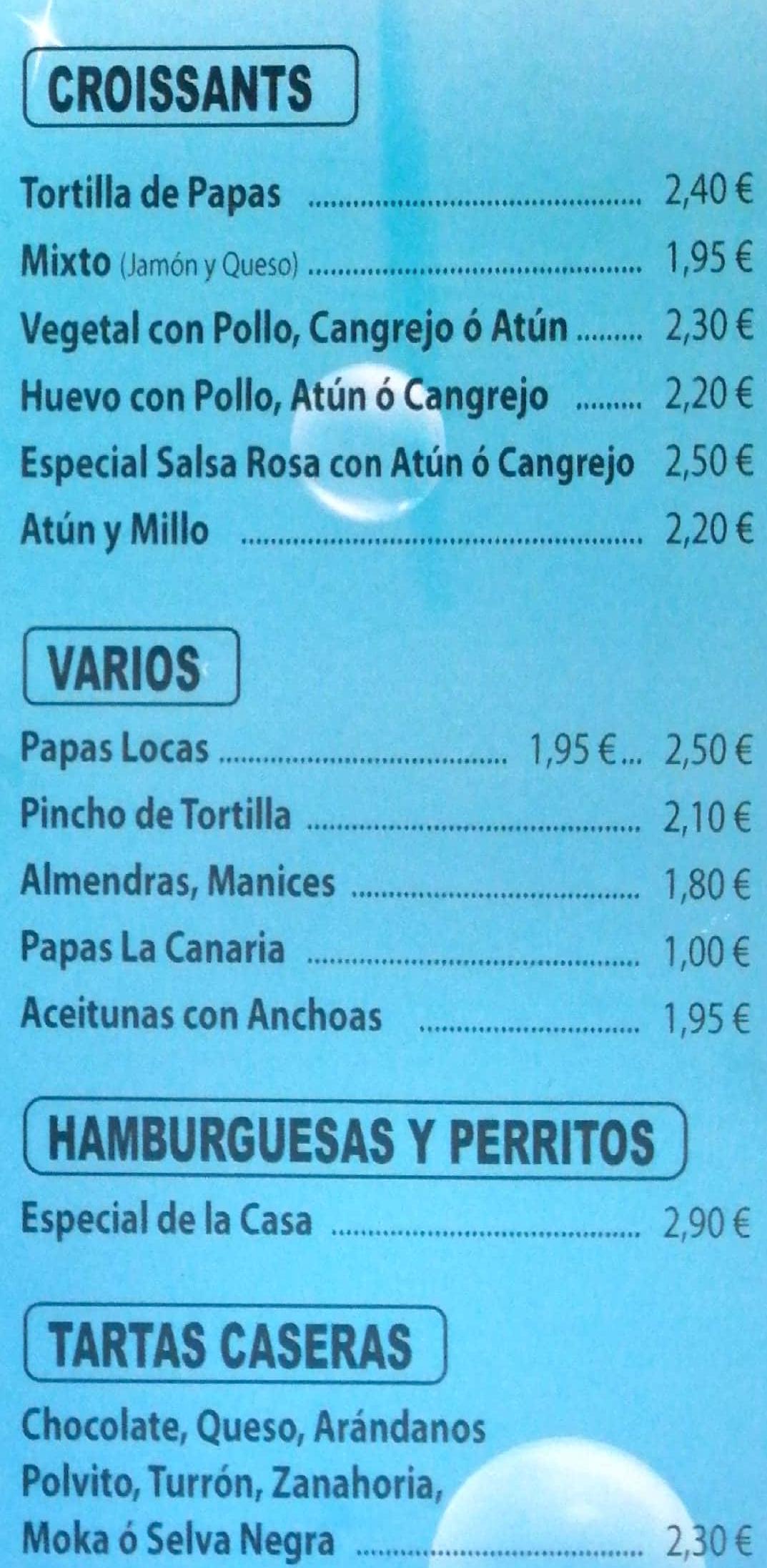 Carta de Terraza La Piscina en Ingenio, Las Palmas — página 3