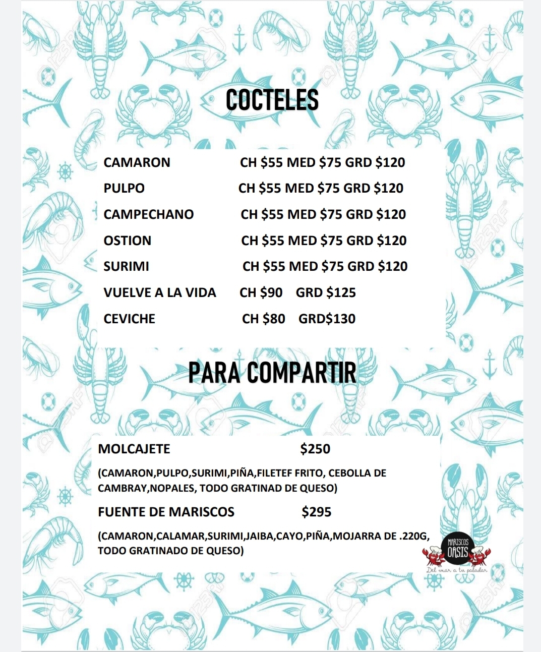 Carta de Mariscos oasis en 100000 — página 5