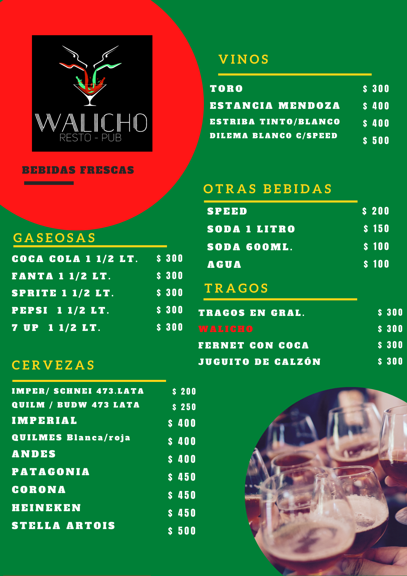 Carta de Walicho Resto-pub en Humahuaca, JUJUY — página 2