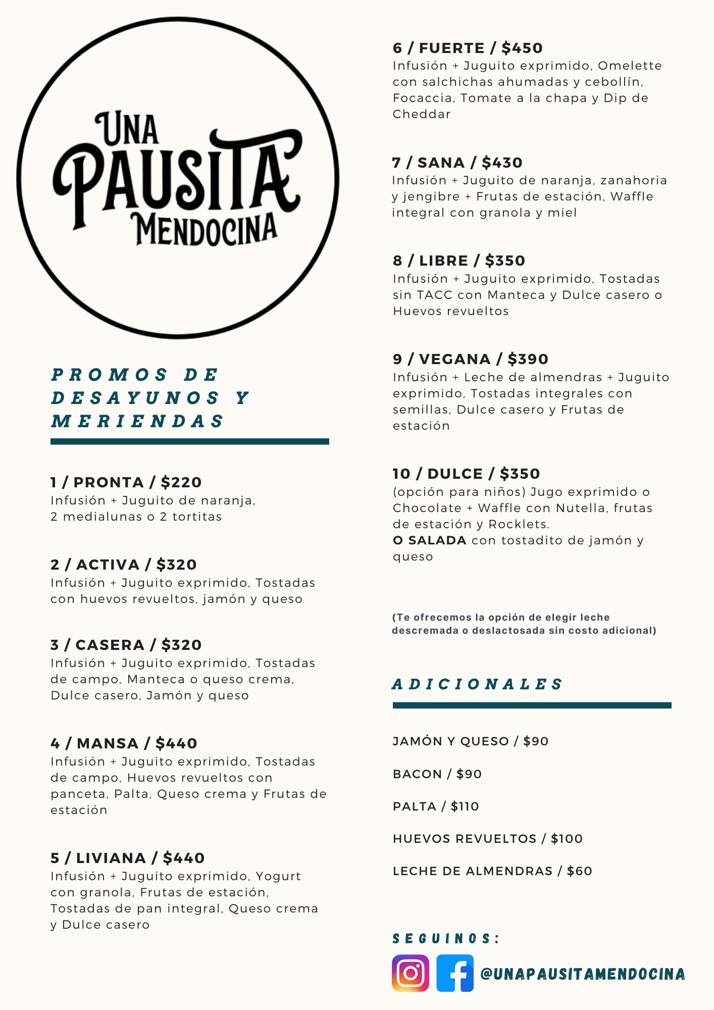Carta de Una Pausita Mendocina en Mendoza — página 1