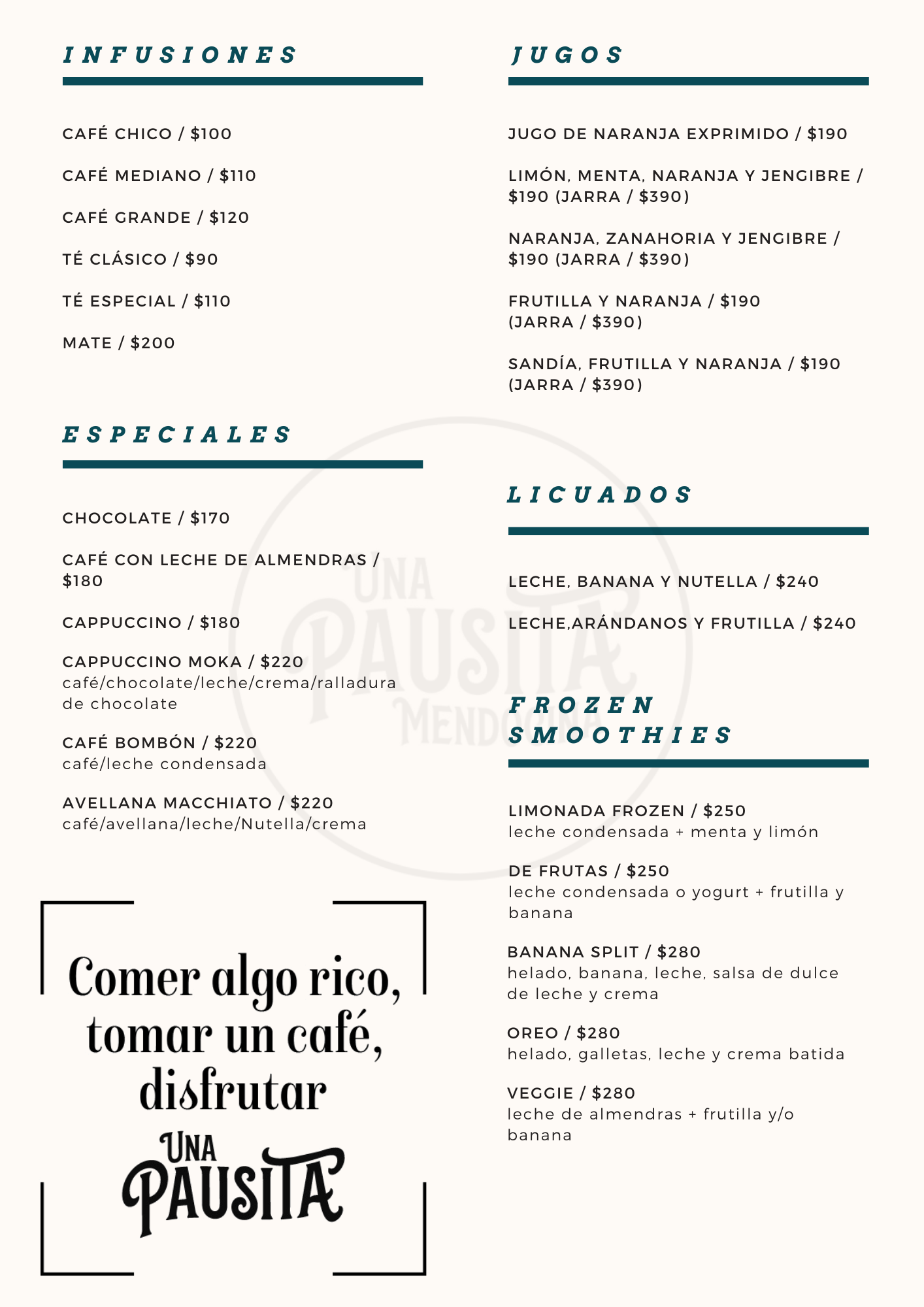 Carta de Una Pausita Mendocina en Mendoza — página 4