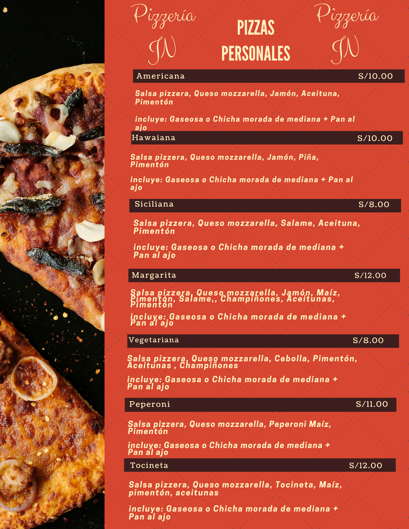 Carta de Pizzería JN en Breña 15083 — página 5