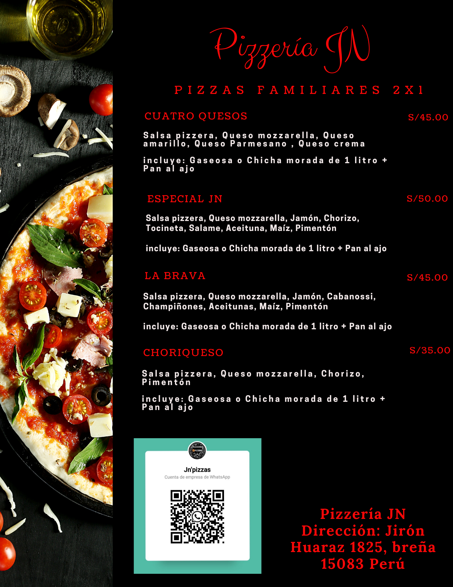 Carta de Pizzería JN en Breña 15083 — página 6