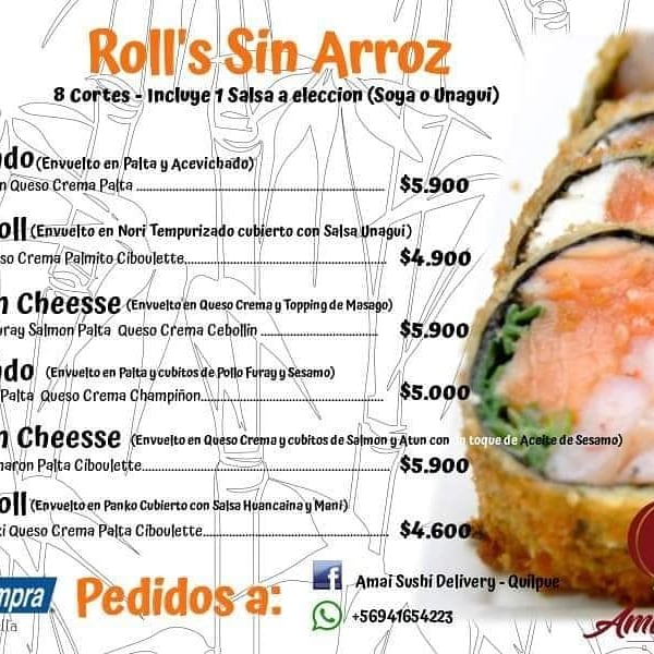 Carta de Amai Sushi Delivery en Villa Alemana, Marga Marga — página 2