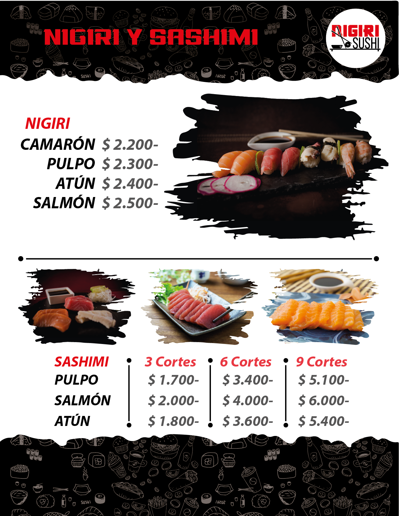 Carta de Nigiri Sushi Linares en Sector Centro, Linared — página 1