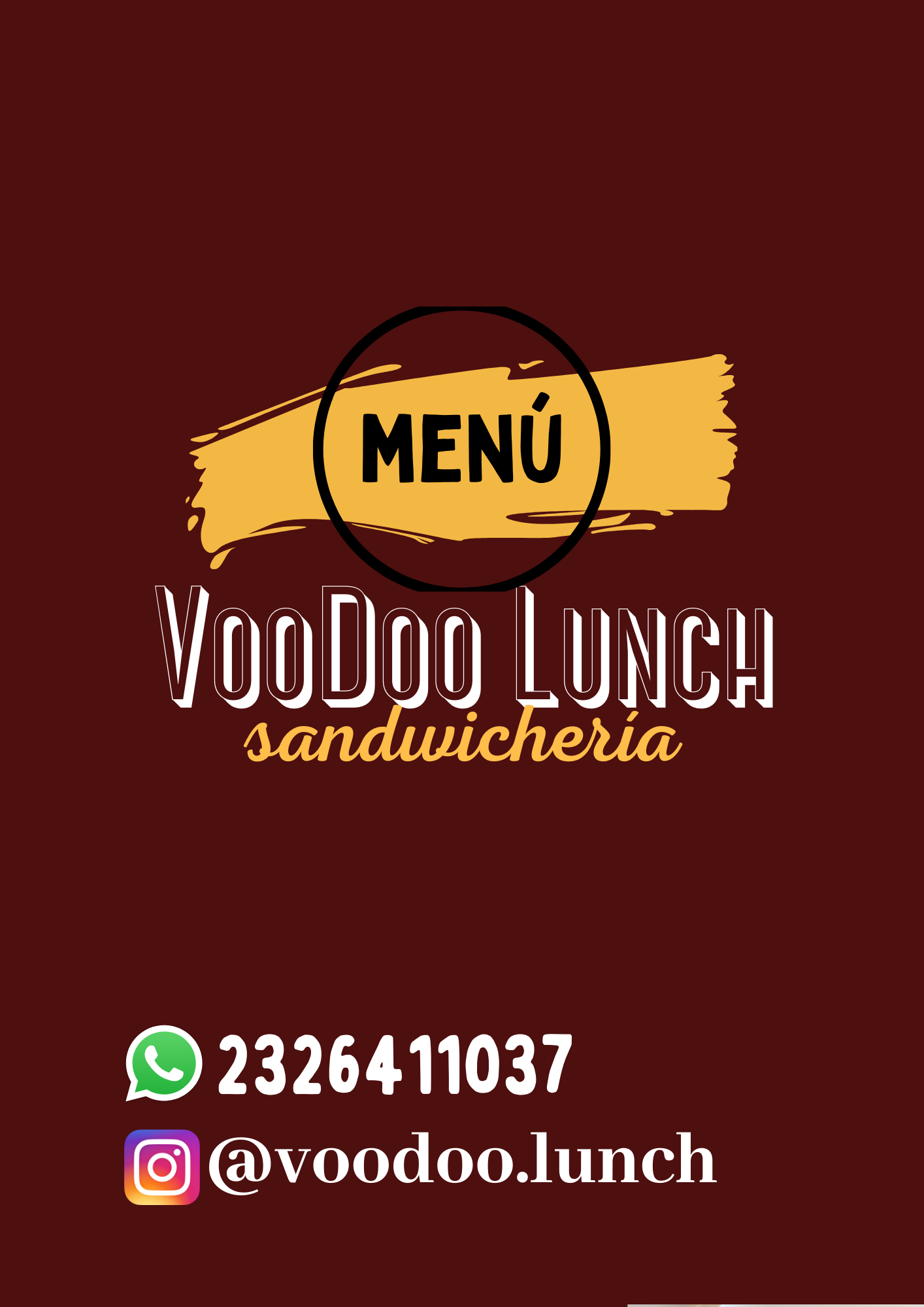 Carta de VooDoo Lunch en San Antonio de Areco, Buenos Aires — página 1