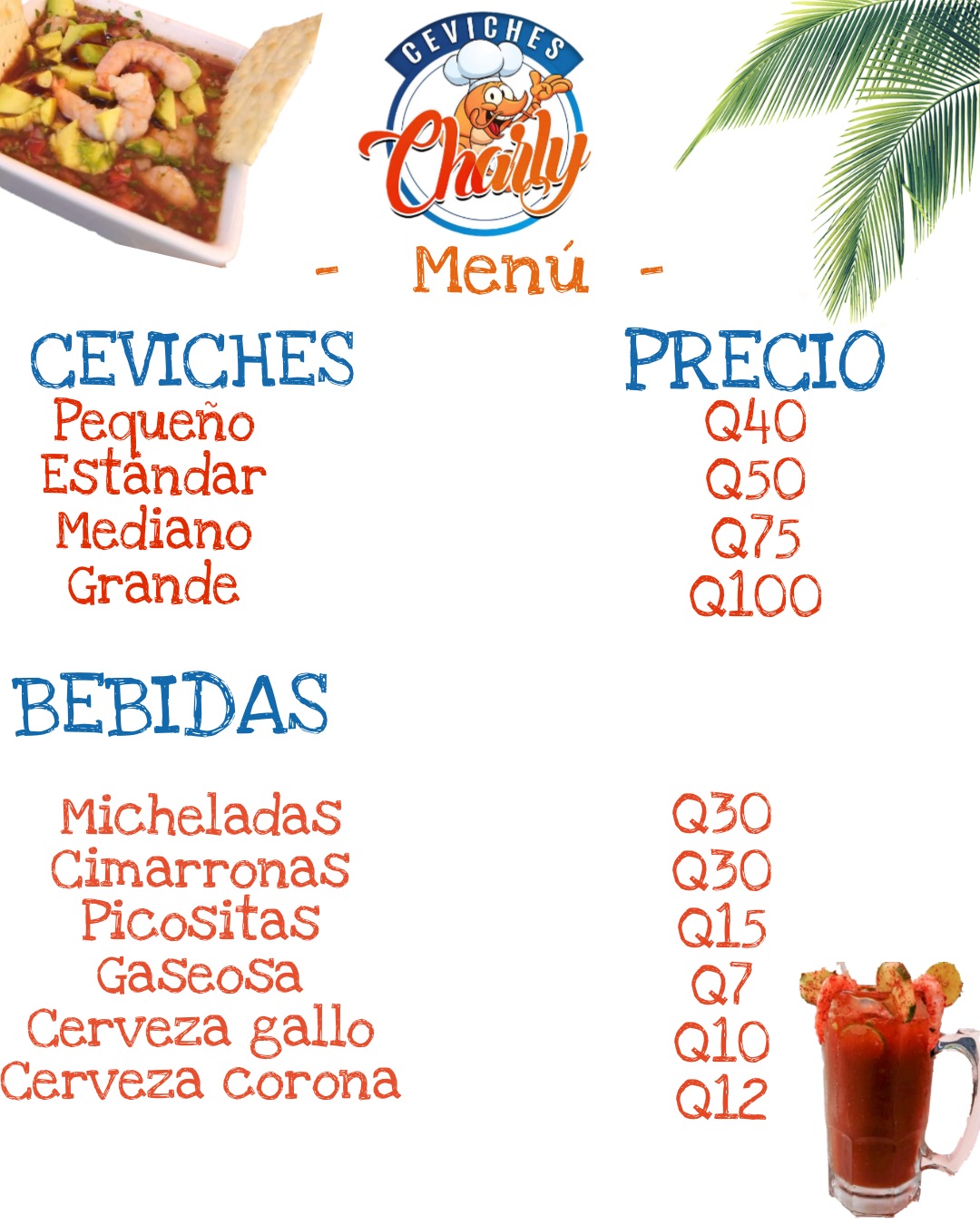 Carta de Ceviches Charly  en Masagua — página 1