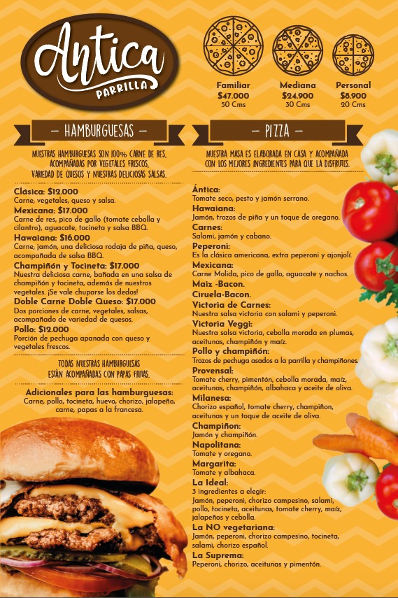 Carta de Antica Parrilla en Tabio — página 1