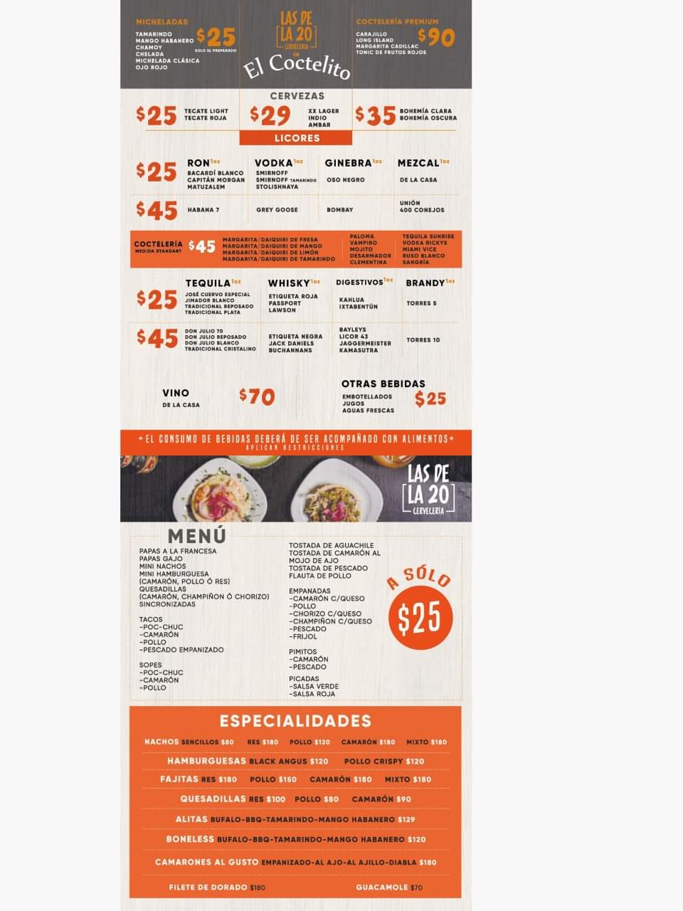 Carta de Restaurant Bar en Cozumel, Q.R. — página 1
