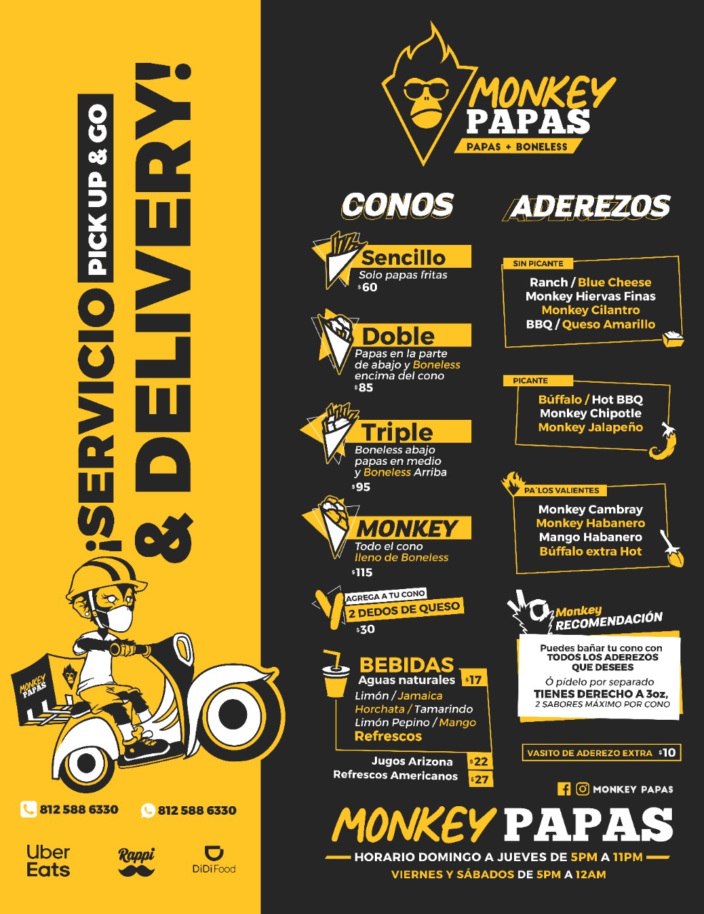 Carta de Monkey Papas en Monterrey , Nuevo Leon — página 1