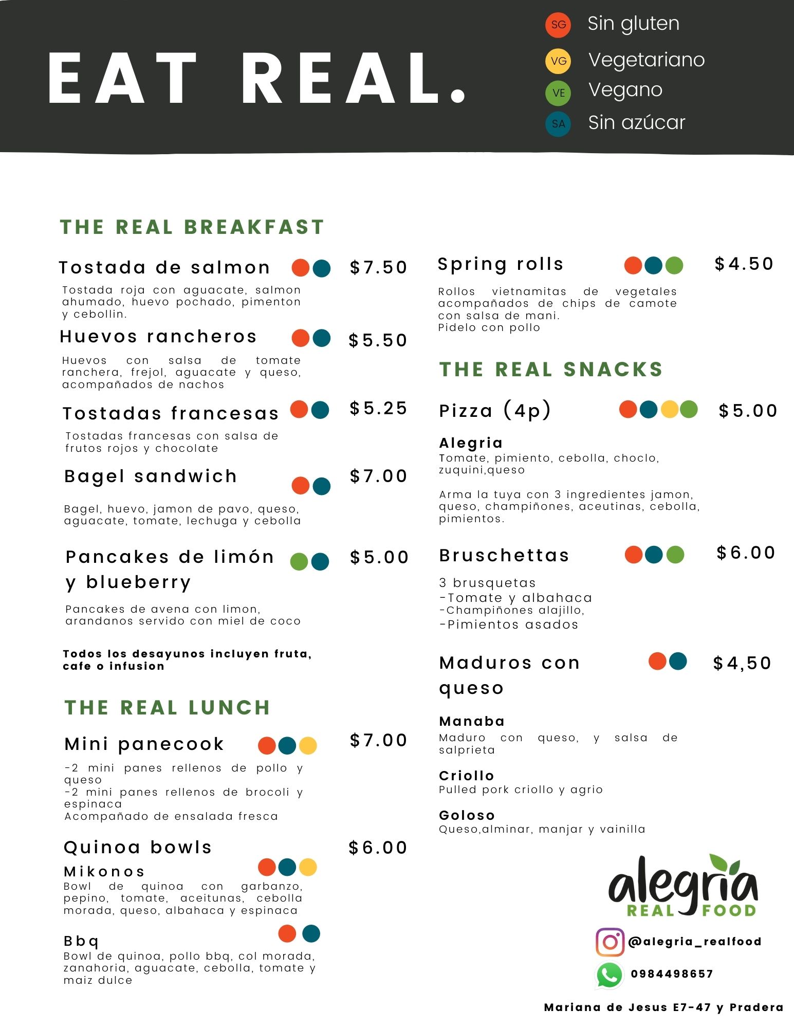 Carta de Alegria Real Food en Quito — página 6