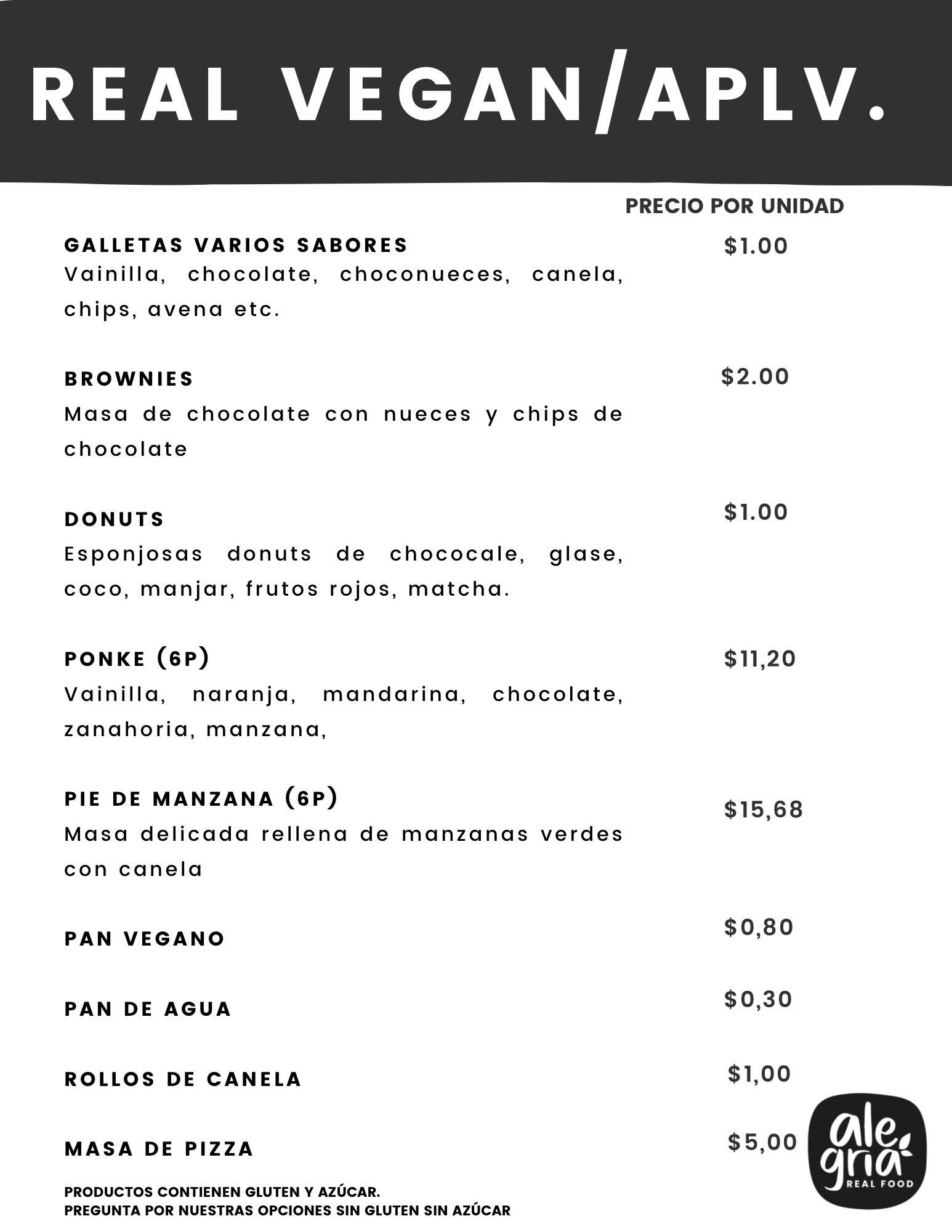 Carta de Alegria Real Food en Quito — página 2