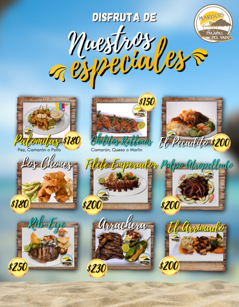 Carta de Mariscos Las Palapas del Vado en La Paz , BCS  — página 6