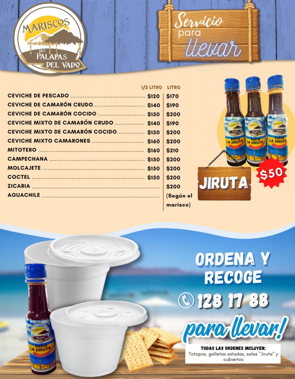 Carta de Mariscos Las Palapas del Vado en La Paz , BCS  — página 4