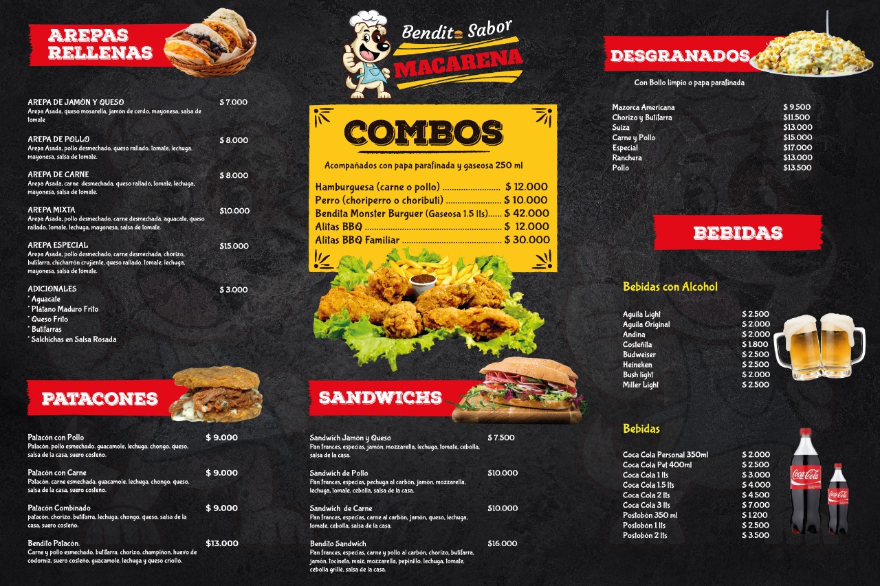 Carta de Bendito Sabor Macarena en Barranquilla , Atlantico — página 1