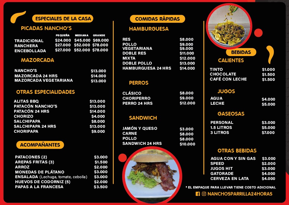 Carta de Restaurante Nanchos Parrilla 24 horas en La Rosita, Villavicencio — página 1