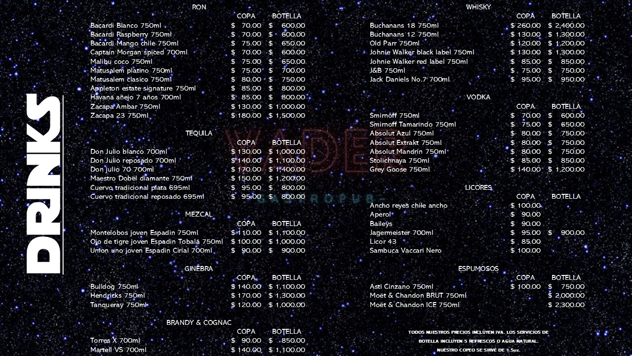Carta de VADER GASTRO PUB en CUERNAVACA, MORELOS — página 2