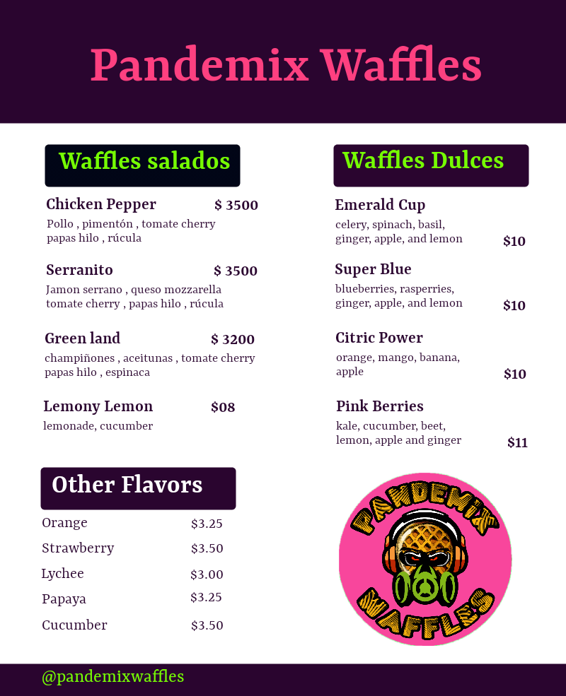 Carta de Pandemix Waffles  en Lampa, Santiago — página 1