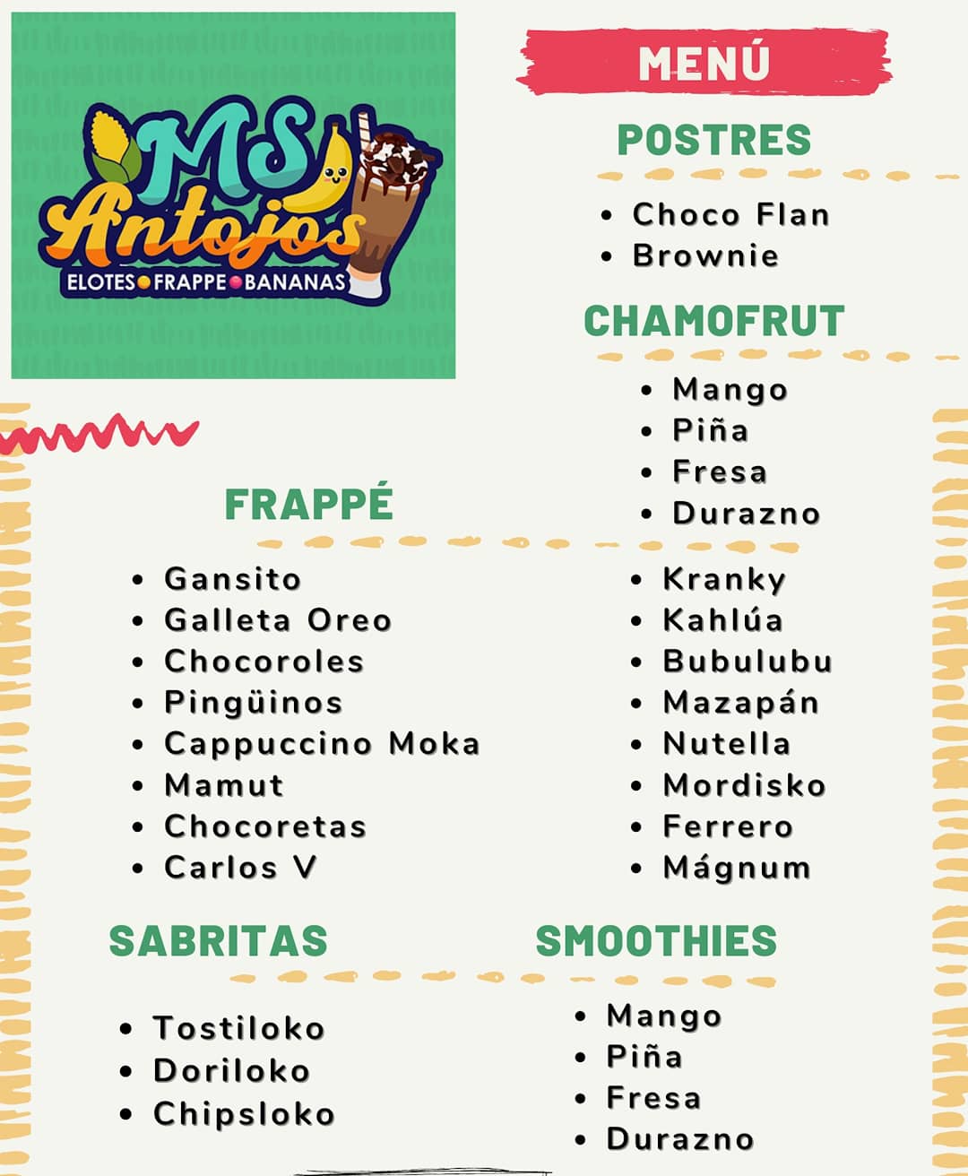 Carta de Antojos Ms en Tecolutilla — página 1