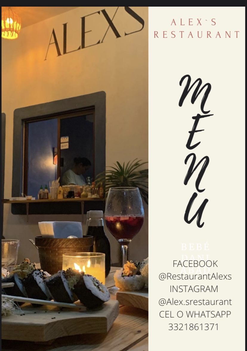 Carta de Alex’s Restaurant  en Emiliano Zapata , La huerta  — página 1