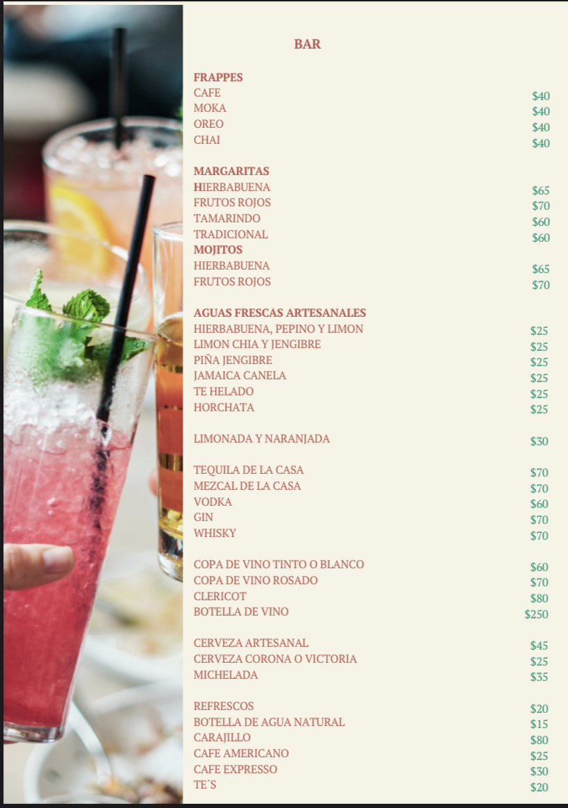 Carta de Alex’s Restaurant  en Emiliano Zapata , La huerta  — página 7