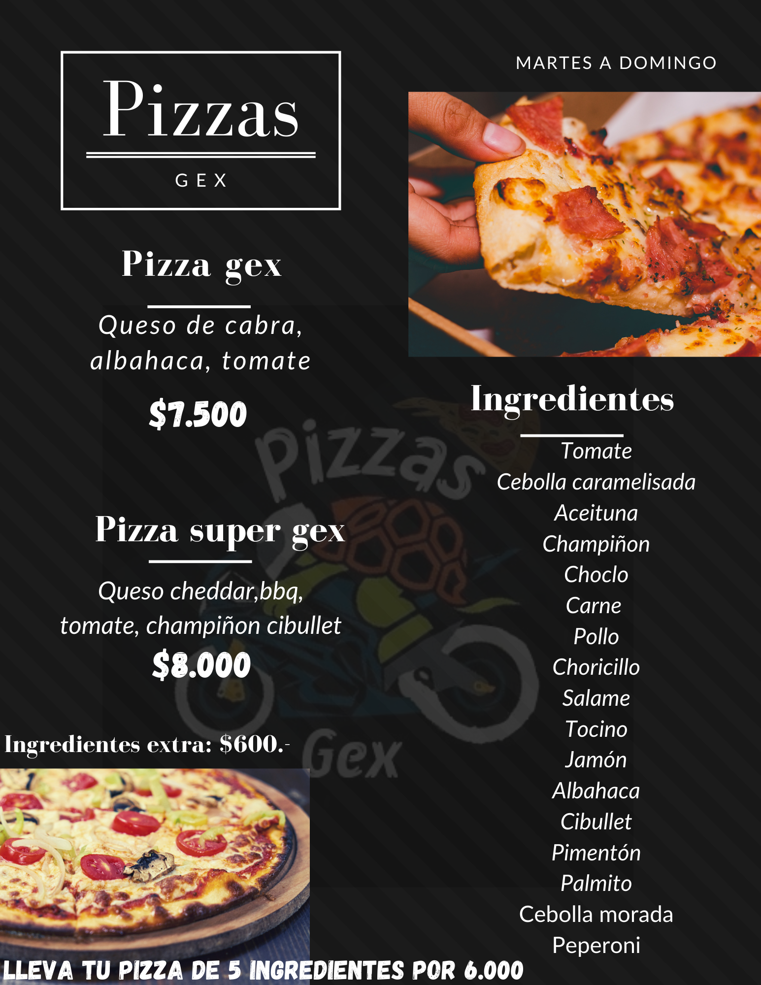 Carta de Pizzas Gex en San esteban — página 4