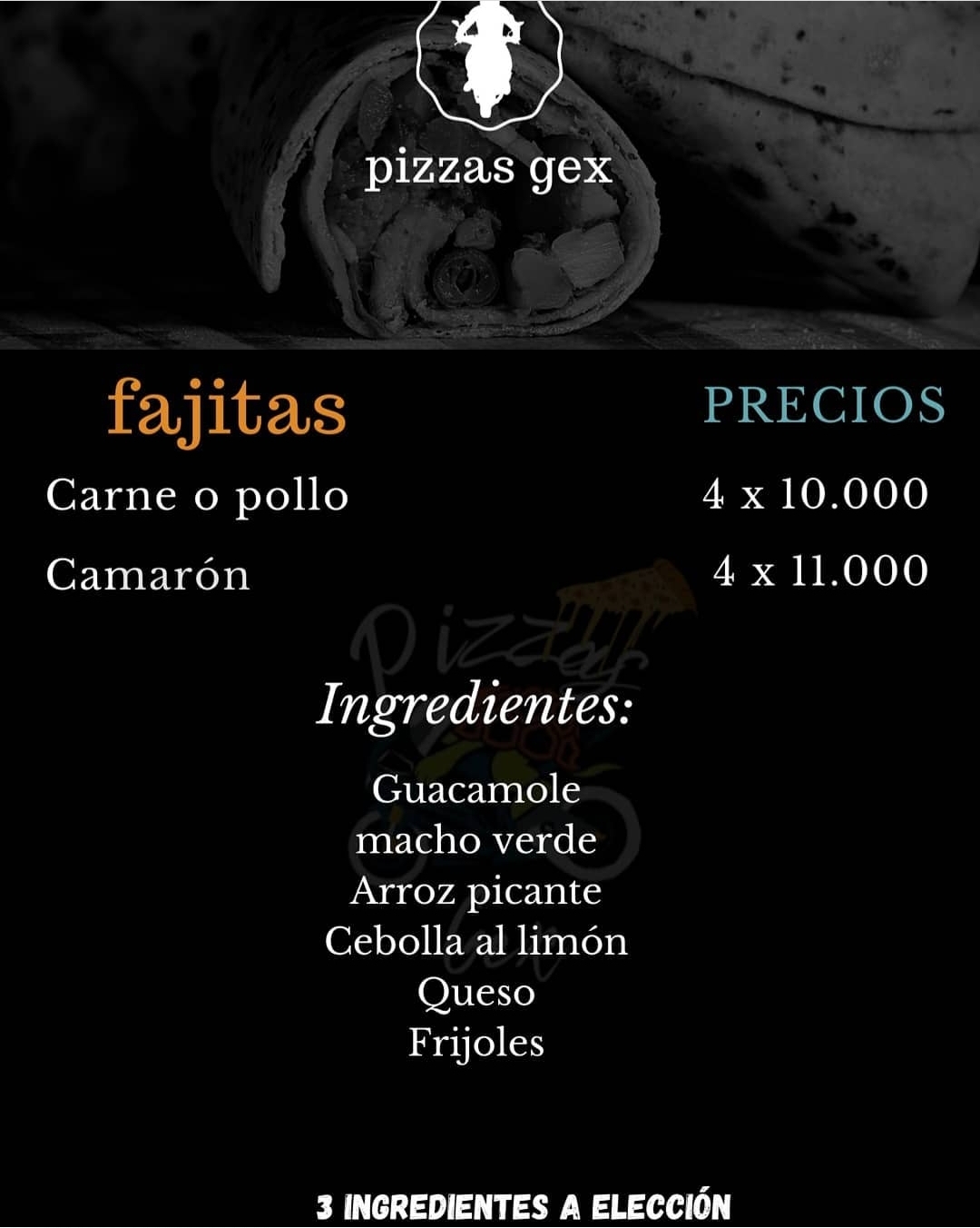Carta de Pizzas Gex en San esteban — página 1