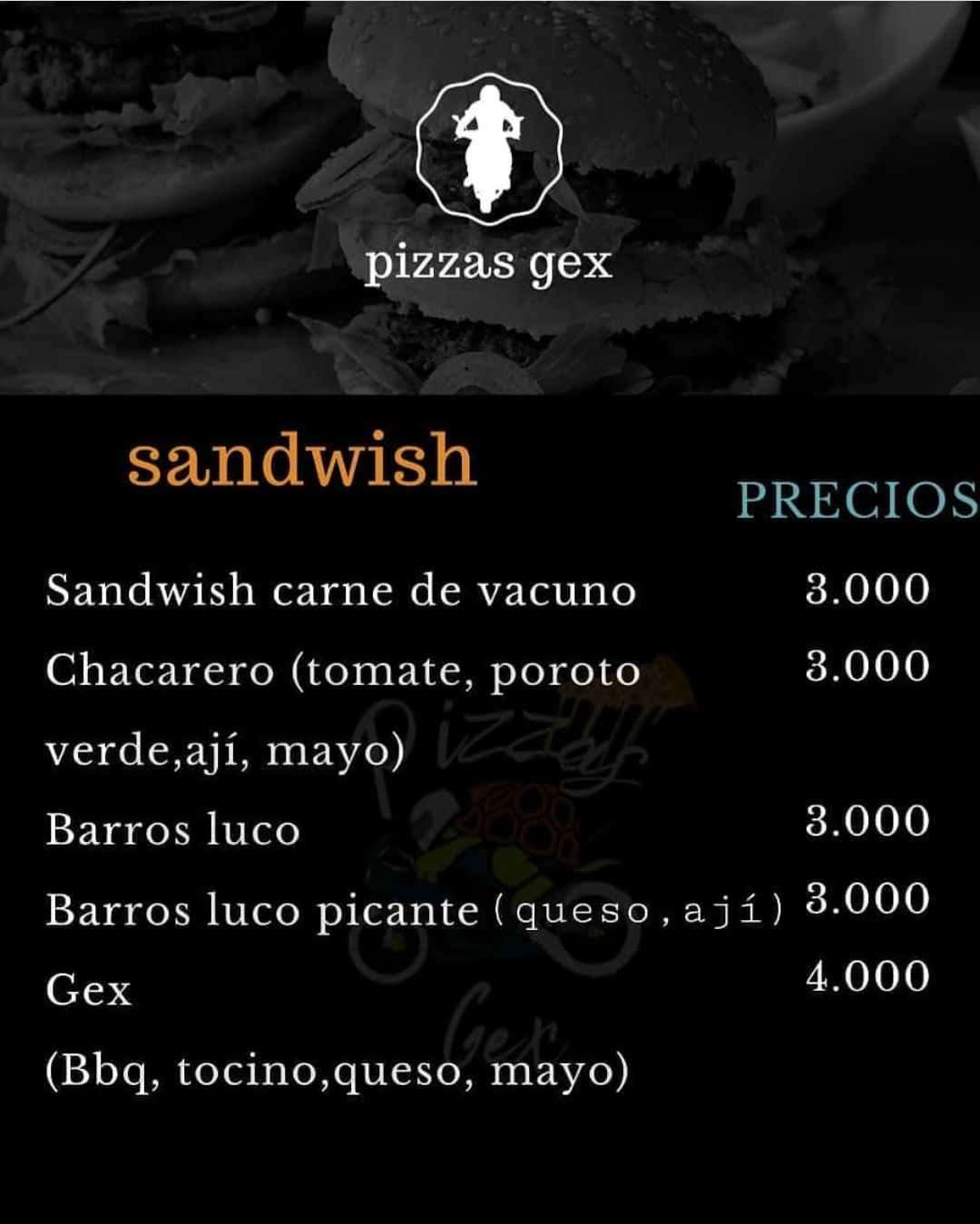 Carta de Pizzas Gex en San esteban — página 2