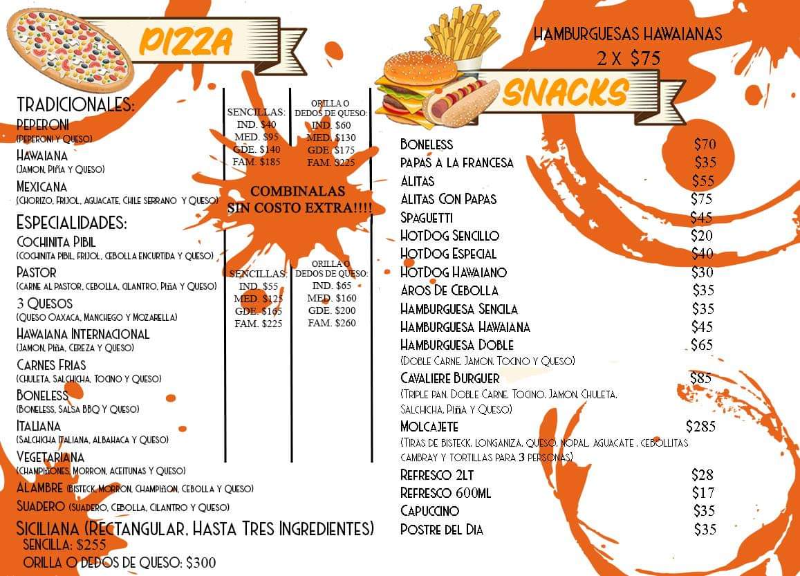Carta de Cavaliere Pizza en Mexico — página 1