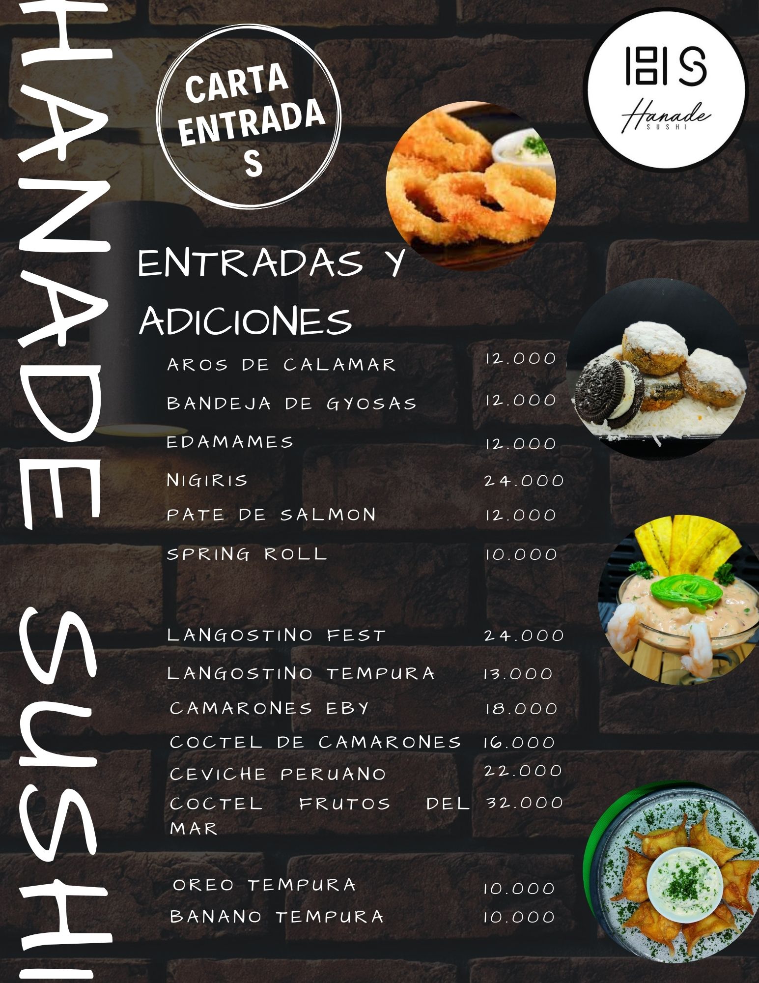 Carta de hanade sushi en Bogota — página 1