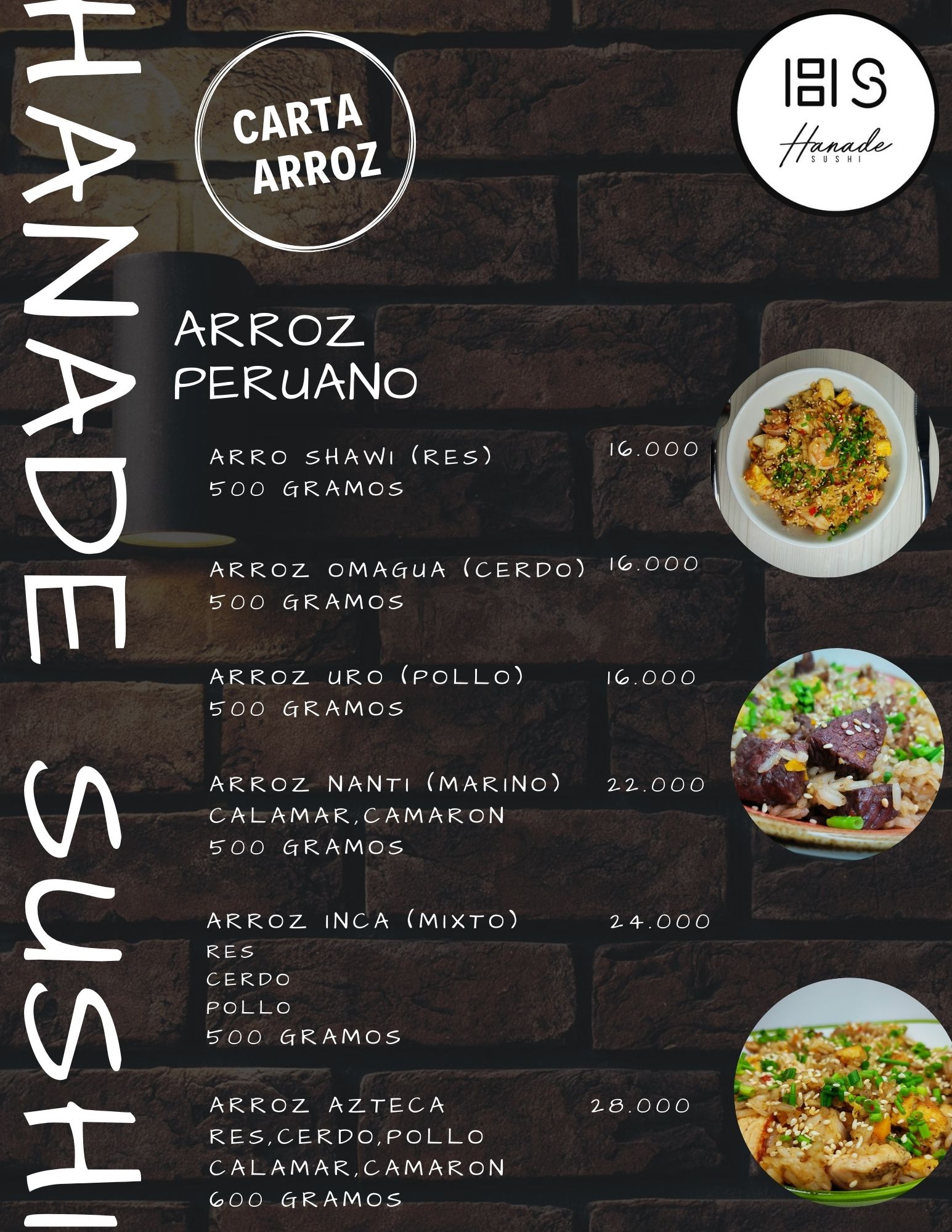 Carta de hanade sushi en Bogota — página 3