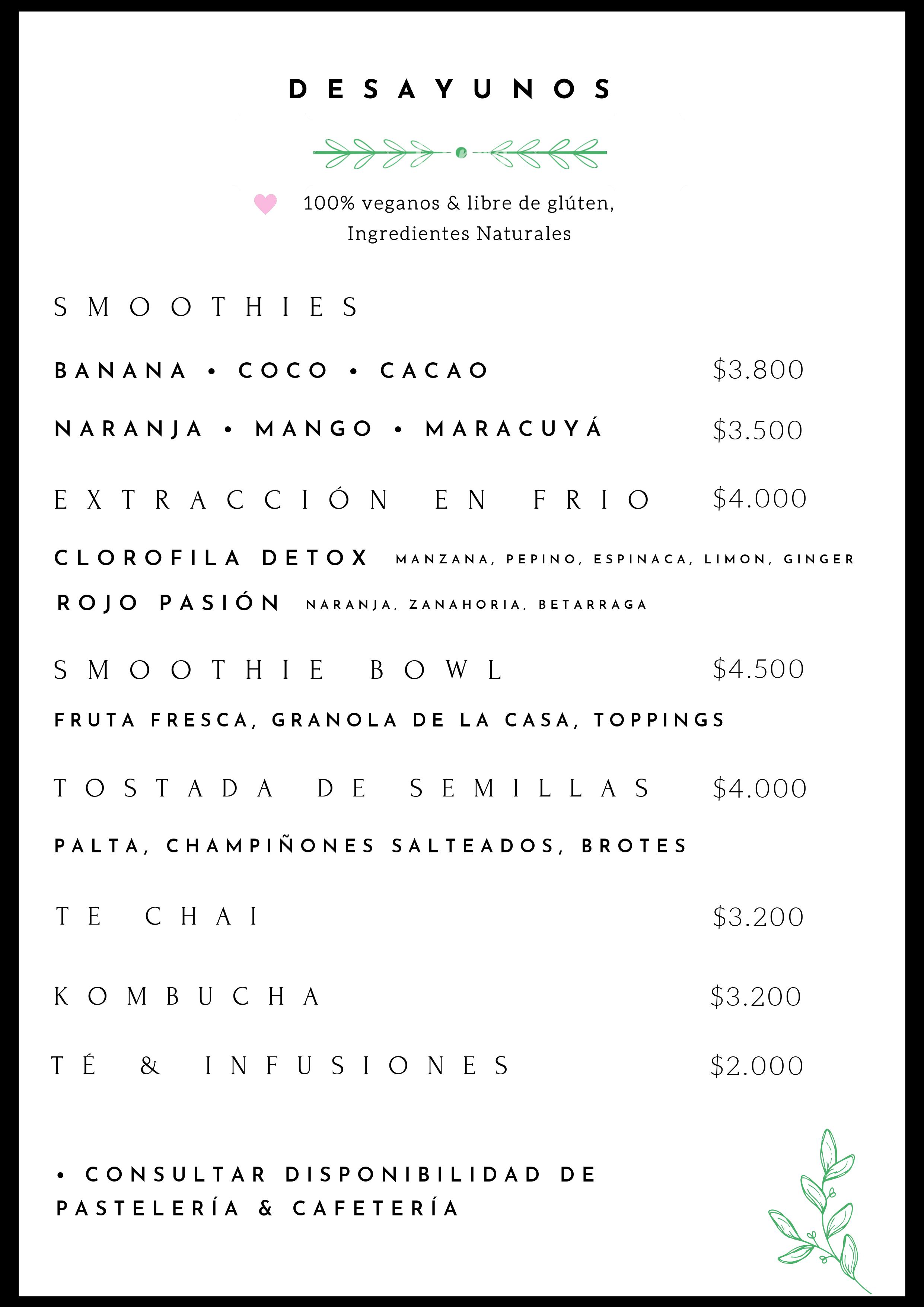 Carta de Cruda "Desayunos" en San Felipe — página 1