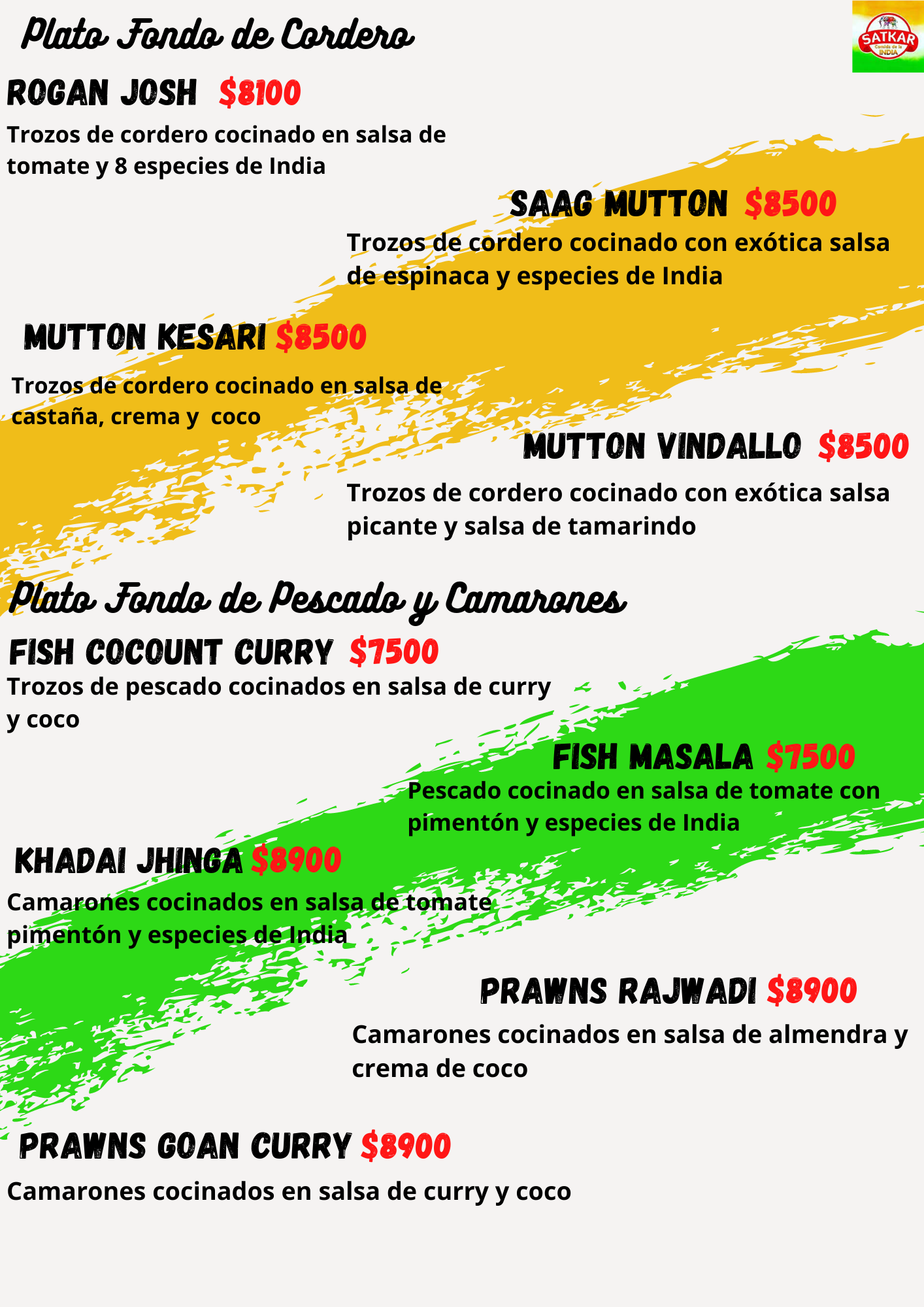 Carta de satkar comida de la india en santiago — página 3