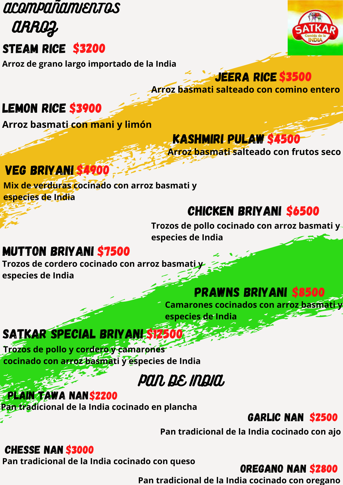 Carta de satkar comida de la india en santiago — página 5