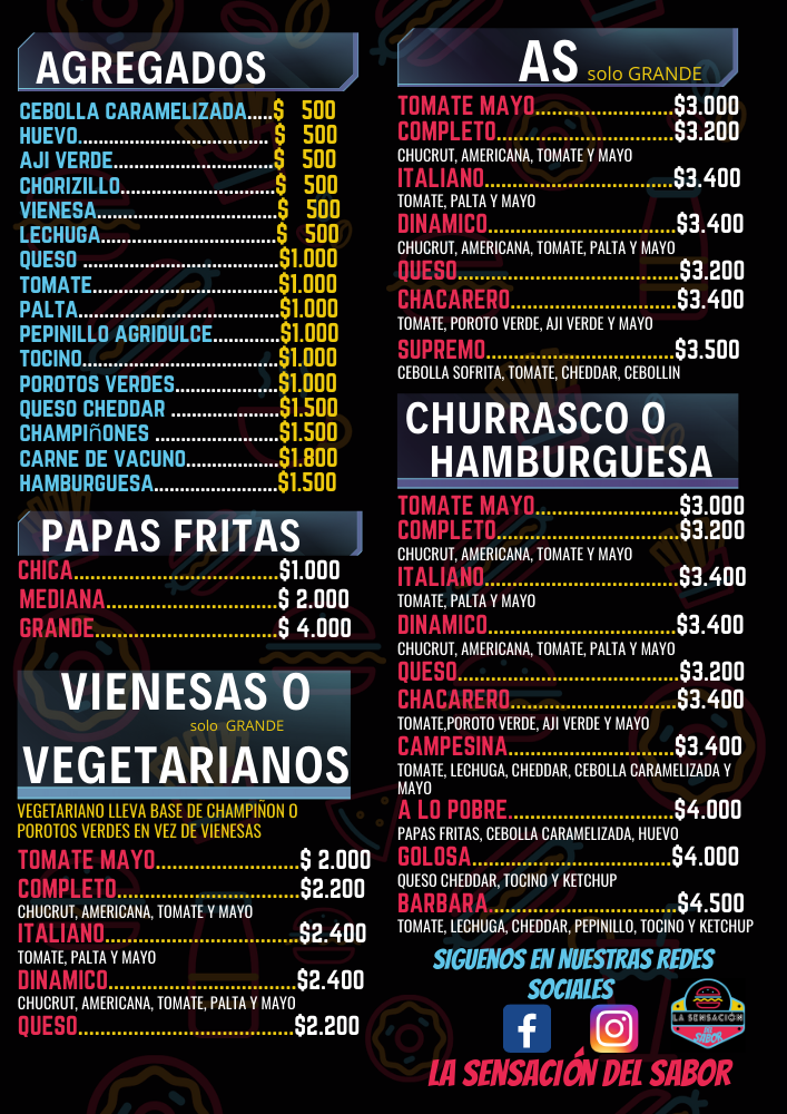 Carta de La Sensación Del Sabor en san david, melipilla — página 2